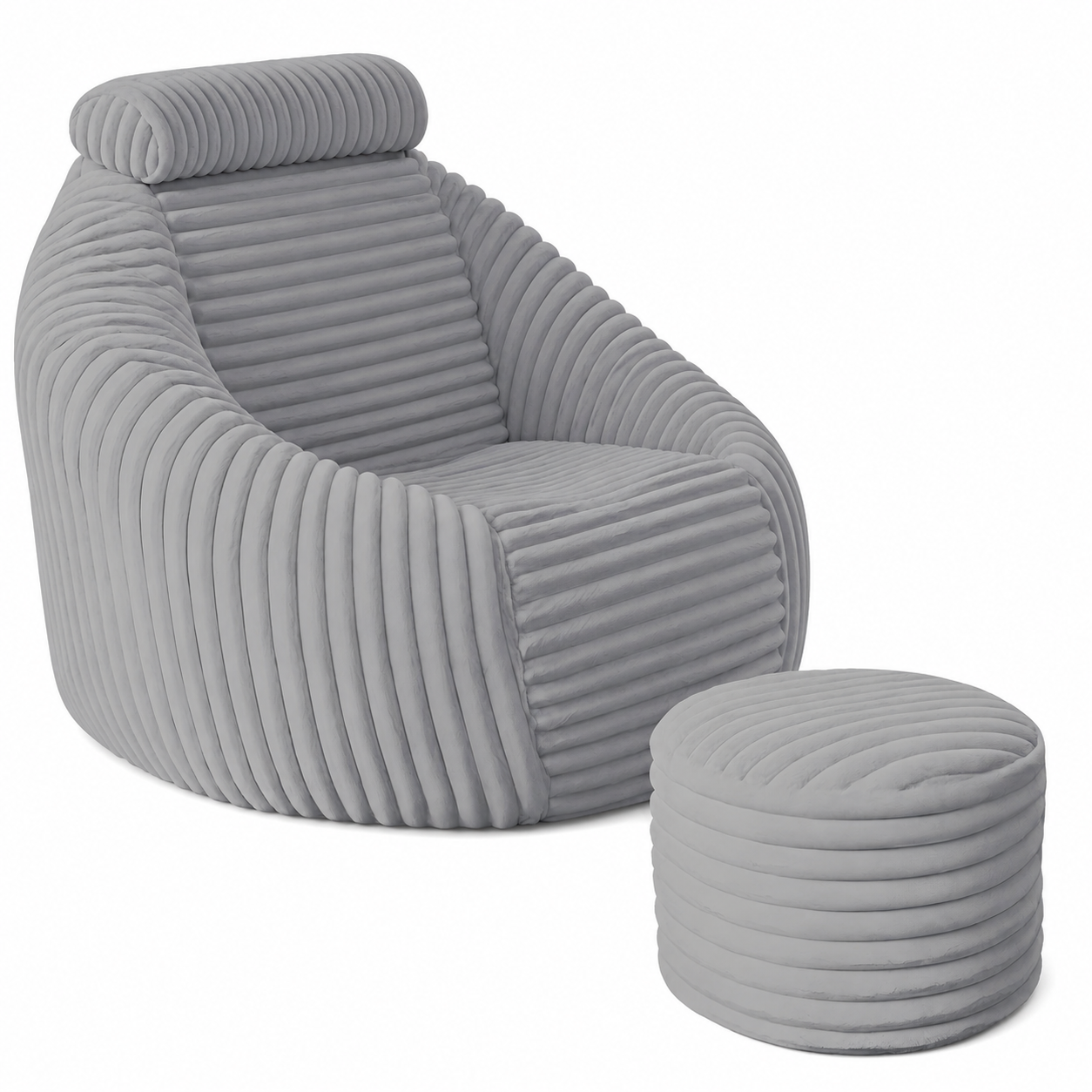 Paradise Sitzsack mit Fußhocker White Dove-M