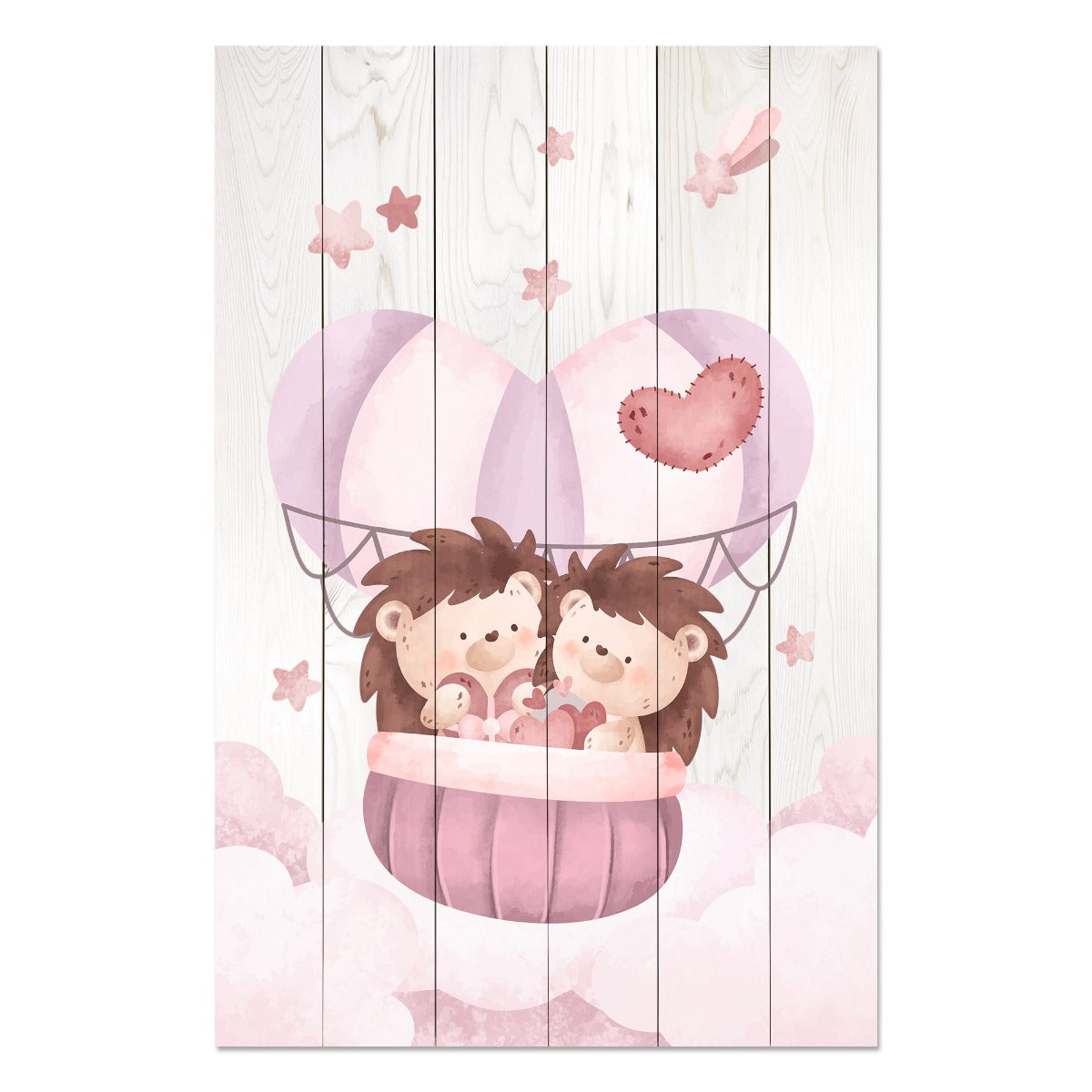 Obraz Wood Cute Hedgeghogs in the Clouds