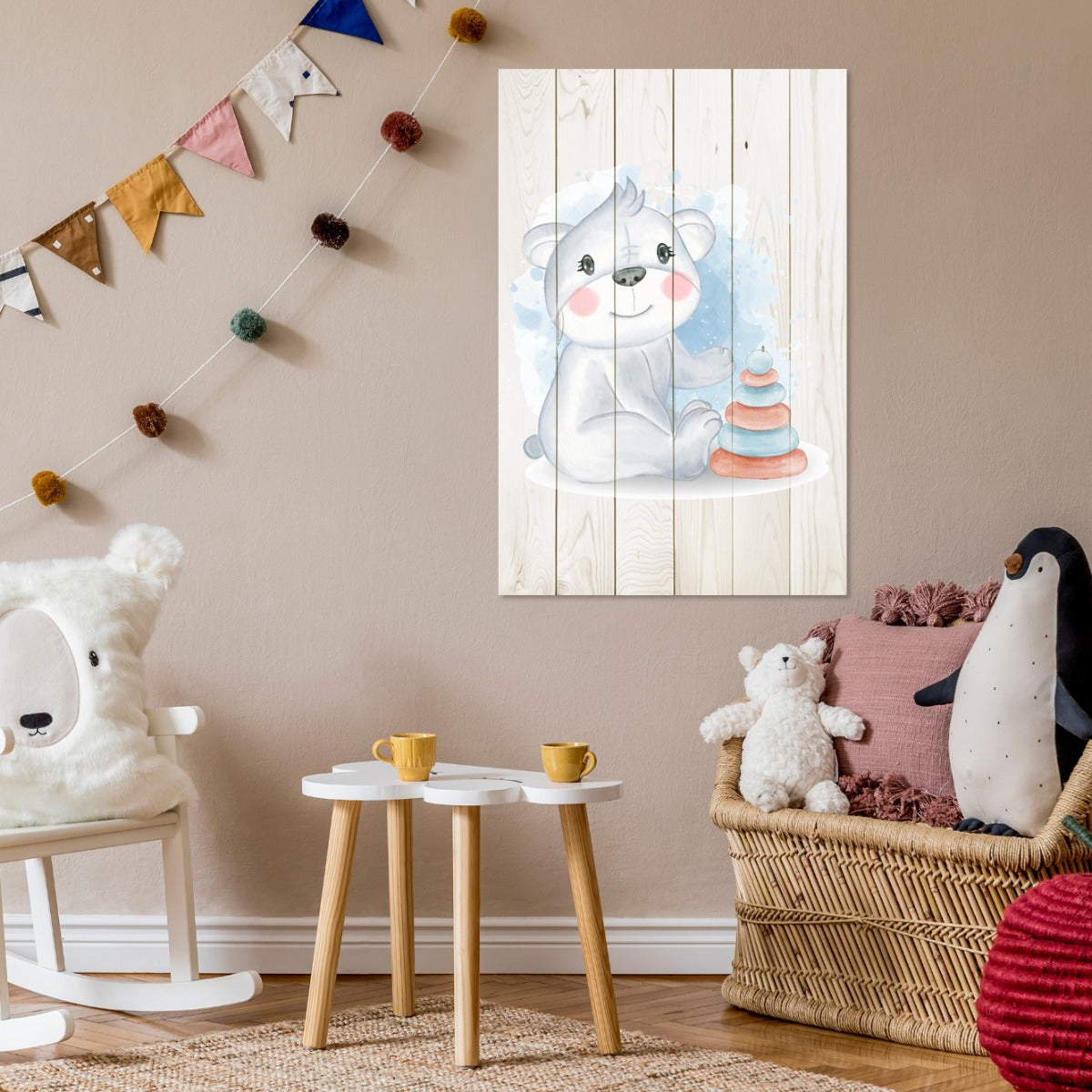 Obraz Dřevěná roztomilá koala hrající si s hračkami-20x30 cm