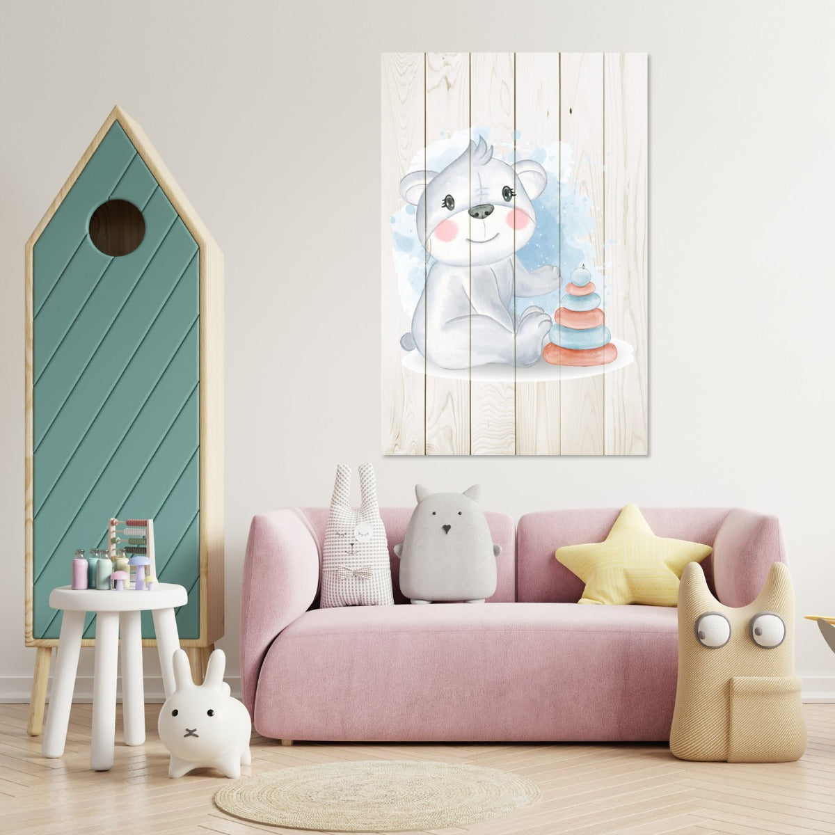 Obraz Dřevěná roztomilá koala hrající si s hračkami-20x30 cm