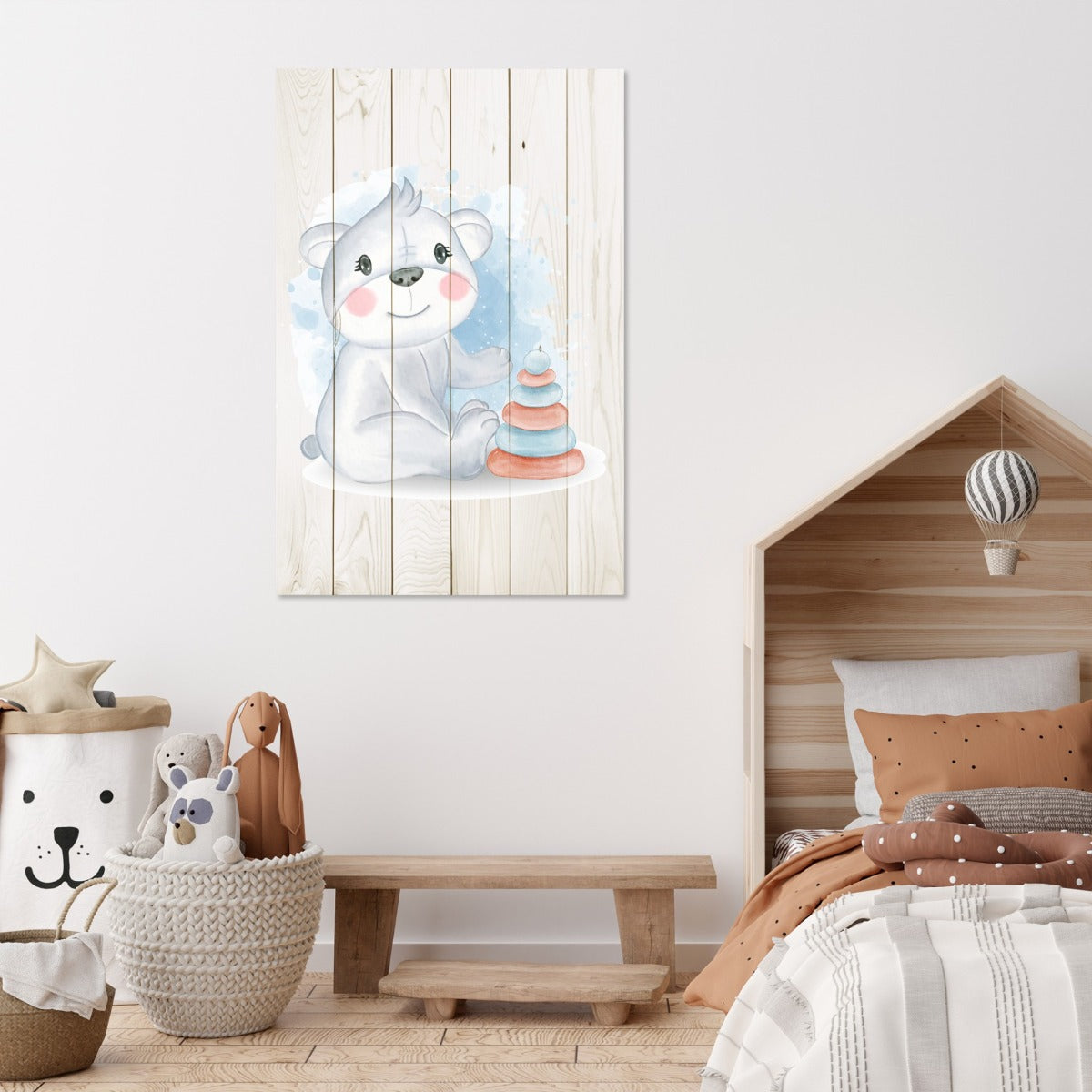 Obraz Dřevěná roztomilá koala hrající si s hračkami-20x30 cm