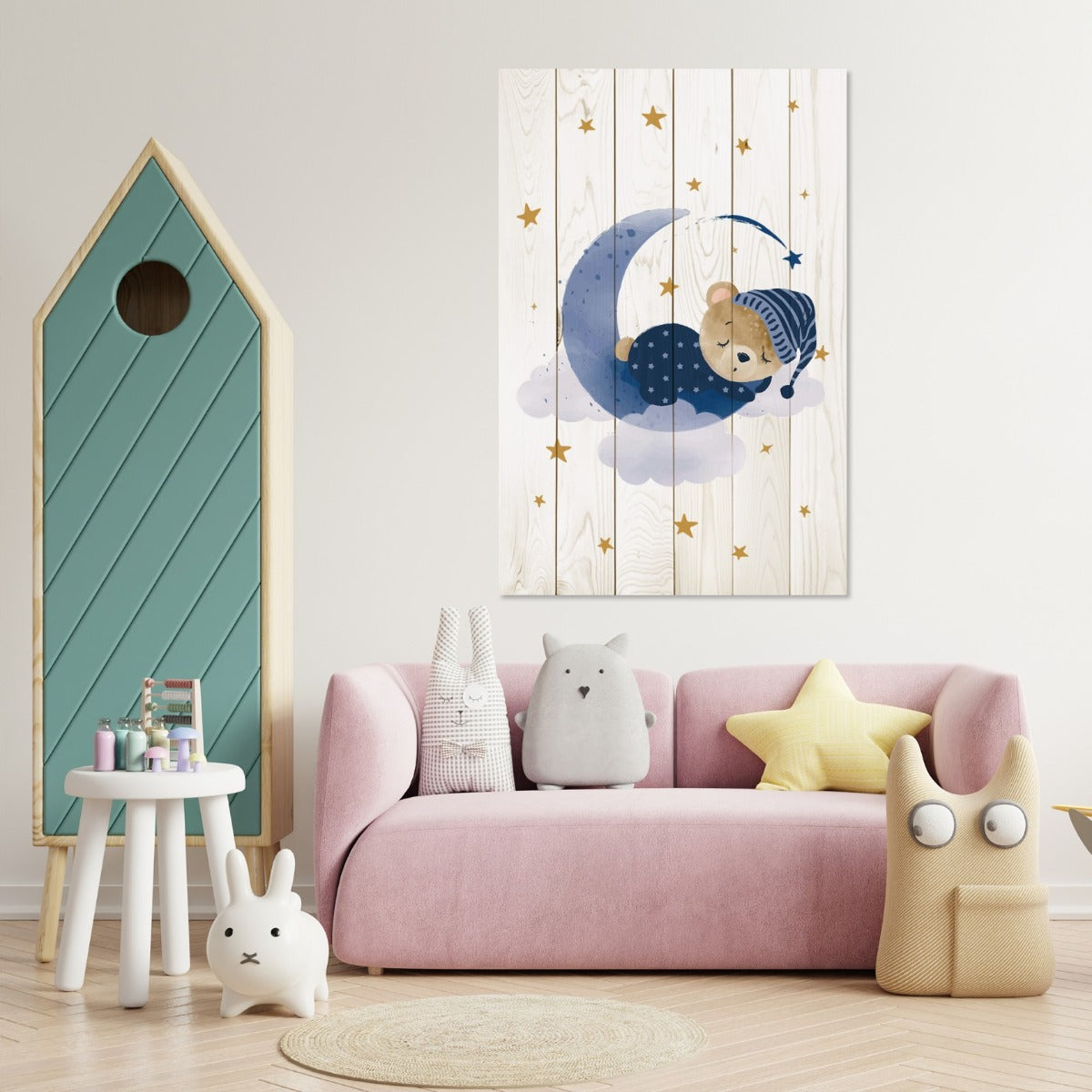 Wooden Picture Cute Sleeping Bear-20x30 cm