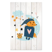 Bild Wood Niedlicher schlafender Fuchs-30x40 cm