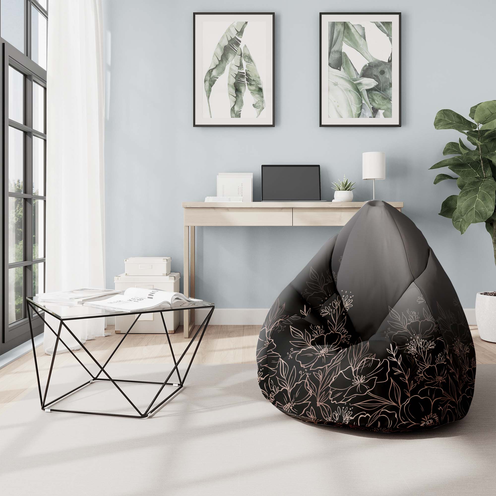 Puf Pearshape Dark Flowers Mystery-M-Oxford