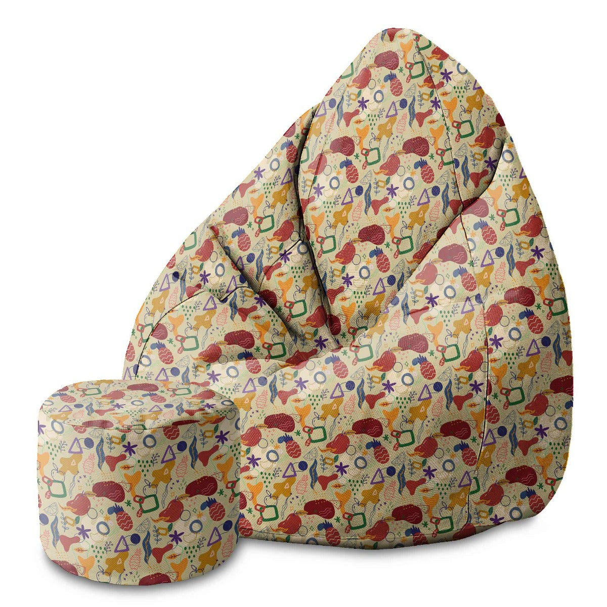 Runder Hocker Fußstütze Abstract Fruits-Velvet