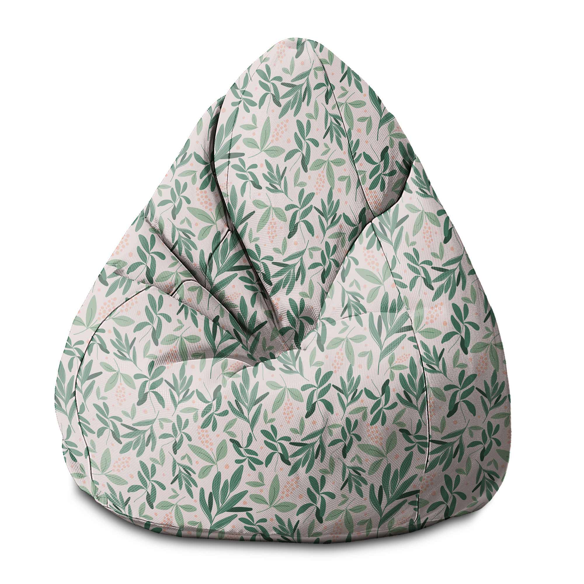 Pearshape Pouf Olive Leaves on Pink-M-Oxford