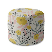 Runder Hocker Fußstütze Yellow Daffodil-Velvet