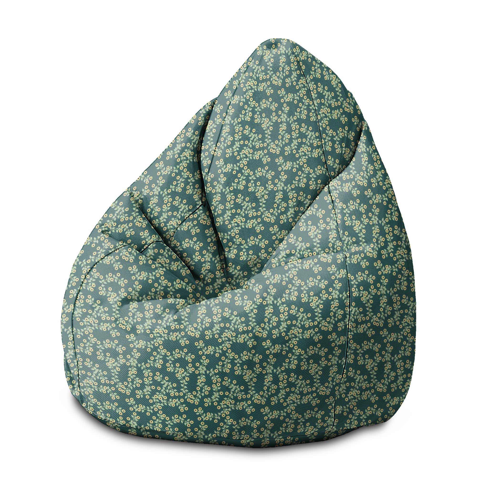 Pearshape Pouf Tiny Flowers-M-Oxford