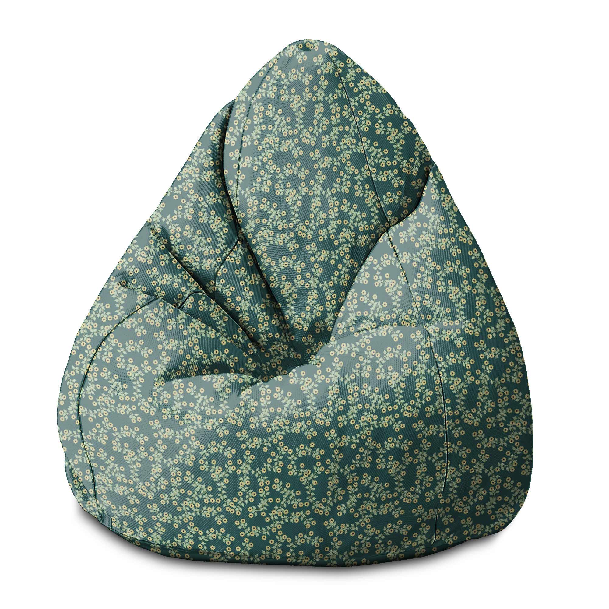 Pearshape Pouf Tiny Flowers-M-Oxford