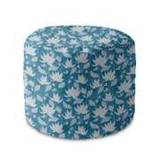 Runder Hocker Fußstütze Blue Water Lily-Samt