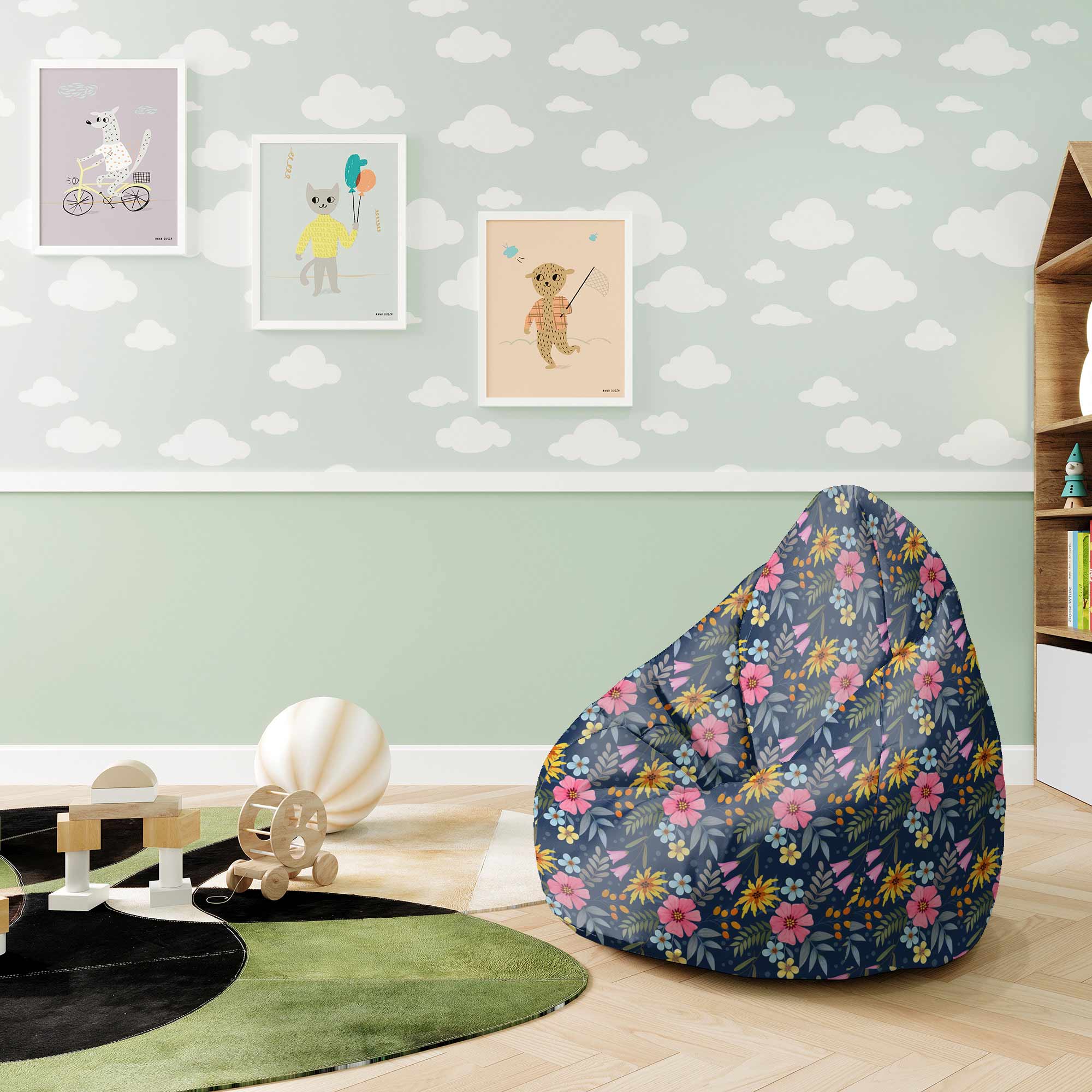Puf Pearshape Spring Flowers-M-Oxford