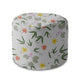 Round Pouf Footstool Flower Doodling-Velvet