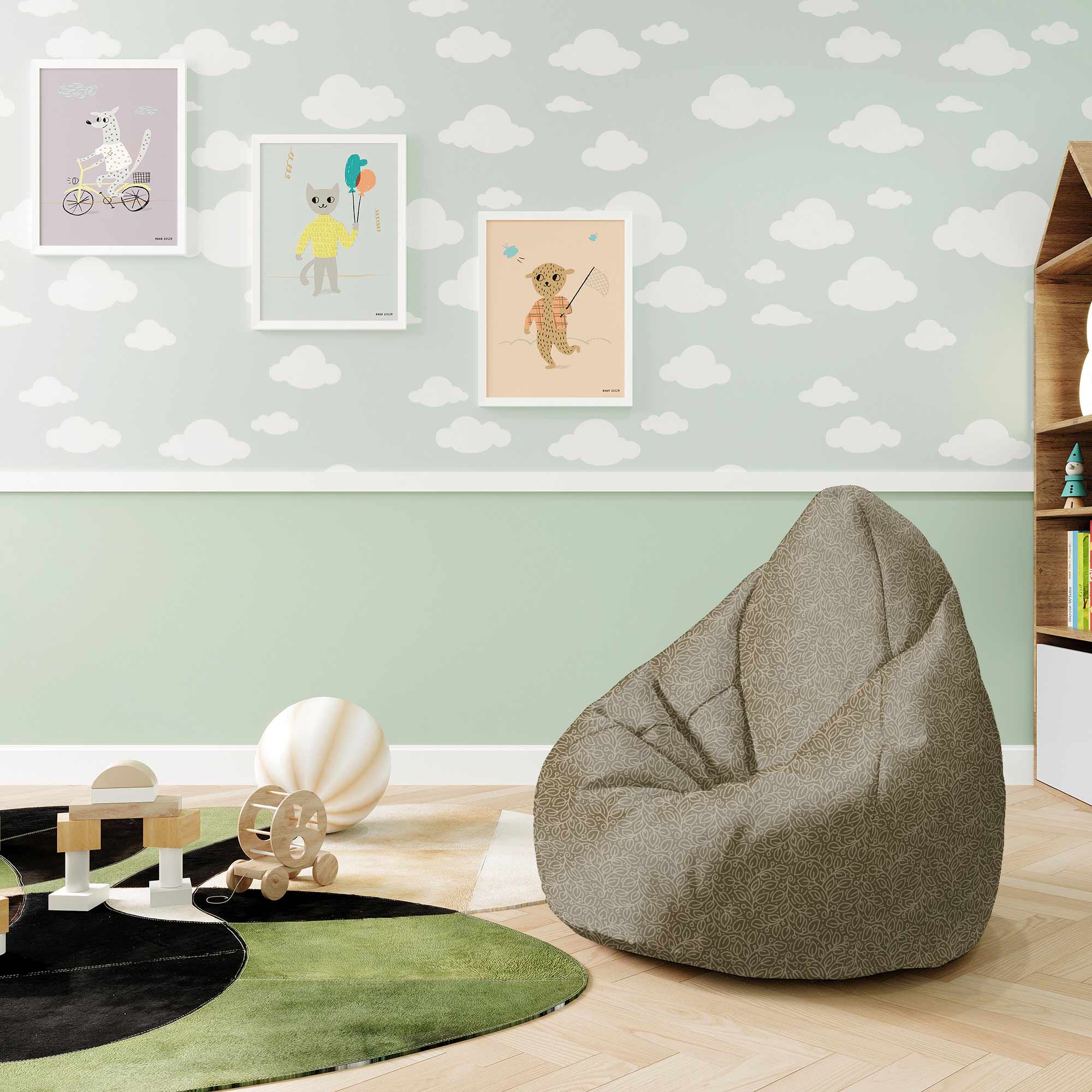 Puf Birnenform Mehr Blätter Beige-S-Oxford