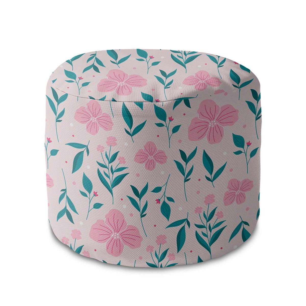 Runder Pouf Fußhocker Delicate Pink Flowers
