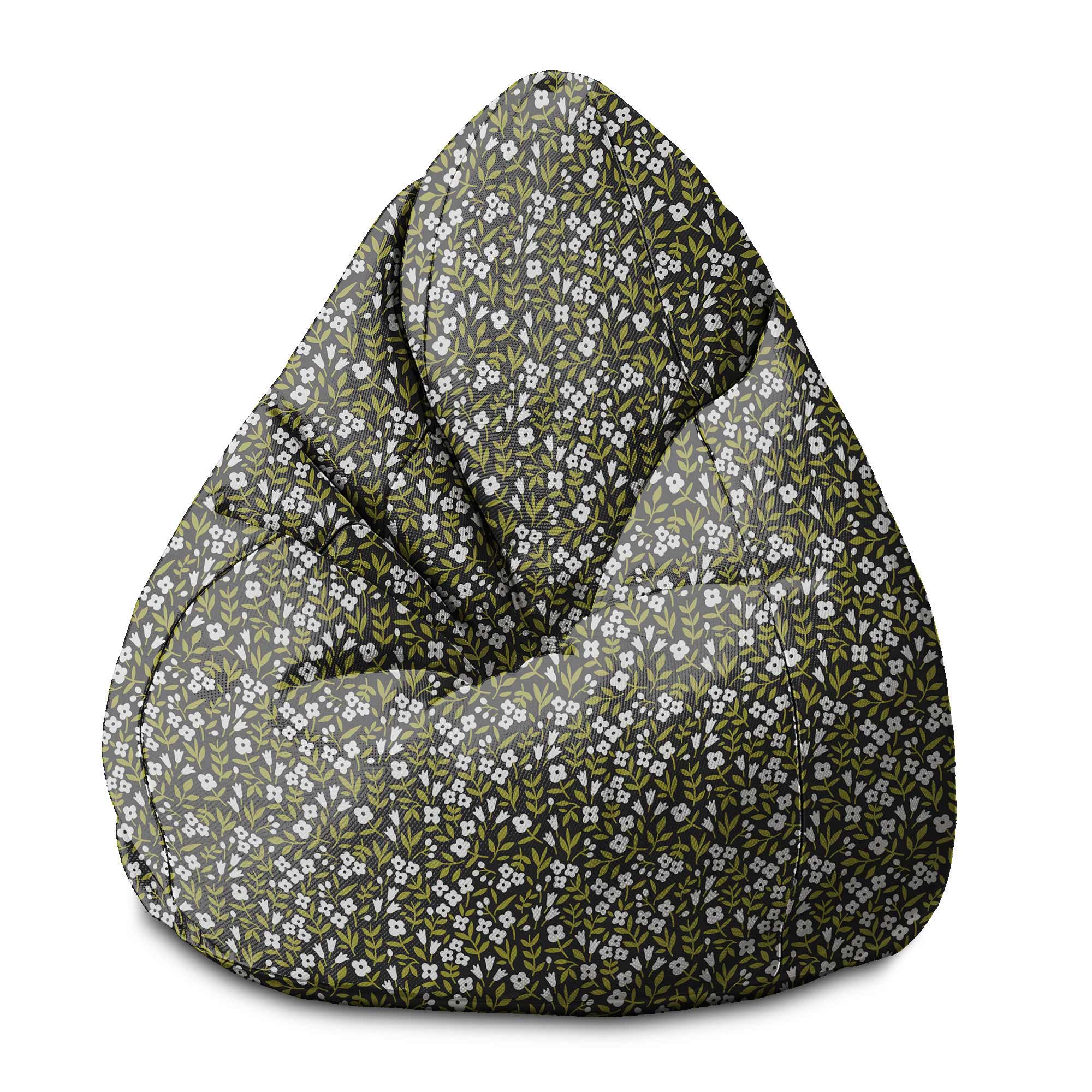 Puf Pearshape White Flower Meadow-S-Oxford