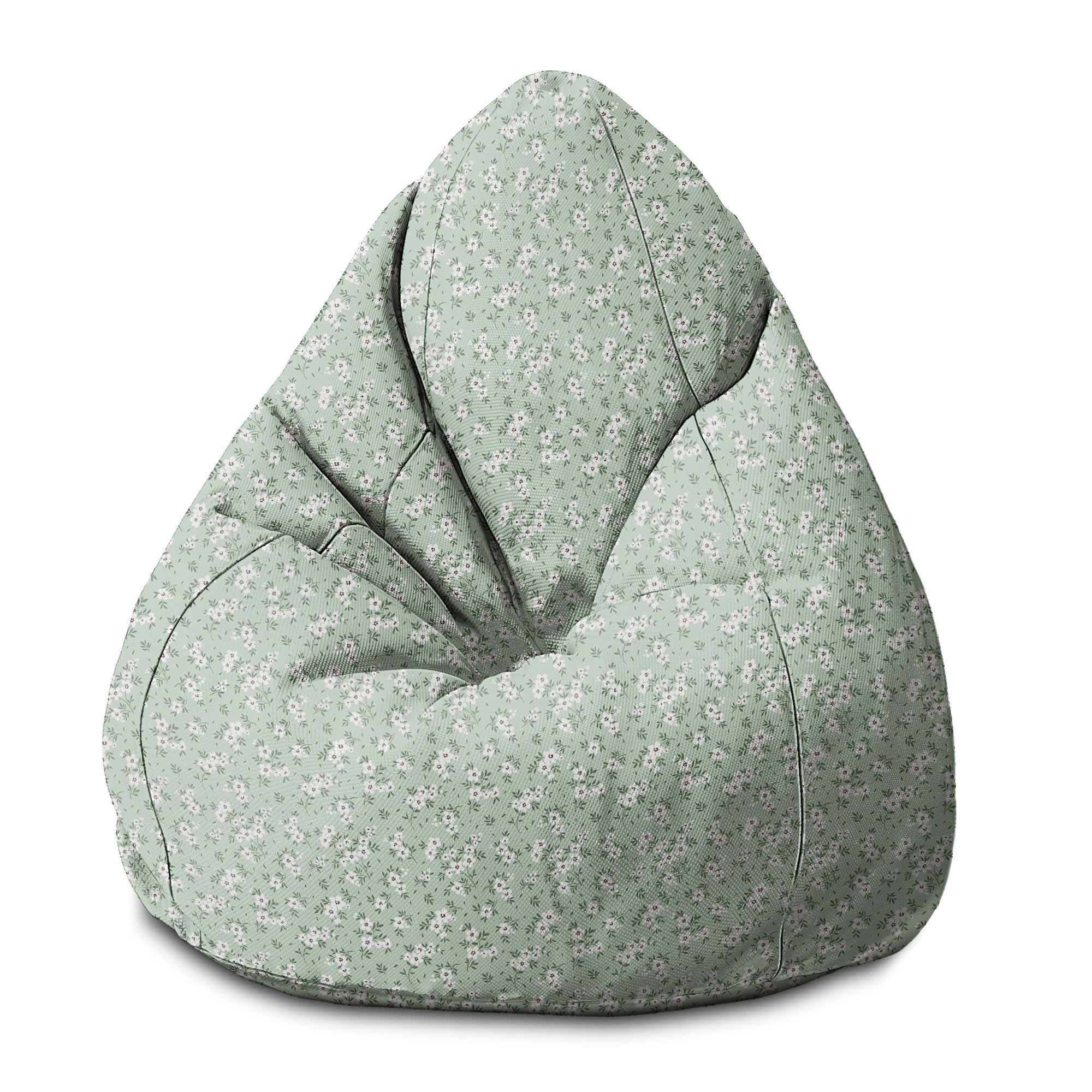 Sitzsack Birnenform Wiese mit kleinen weißen Blumen-M-Samt
