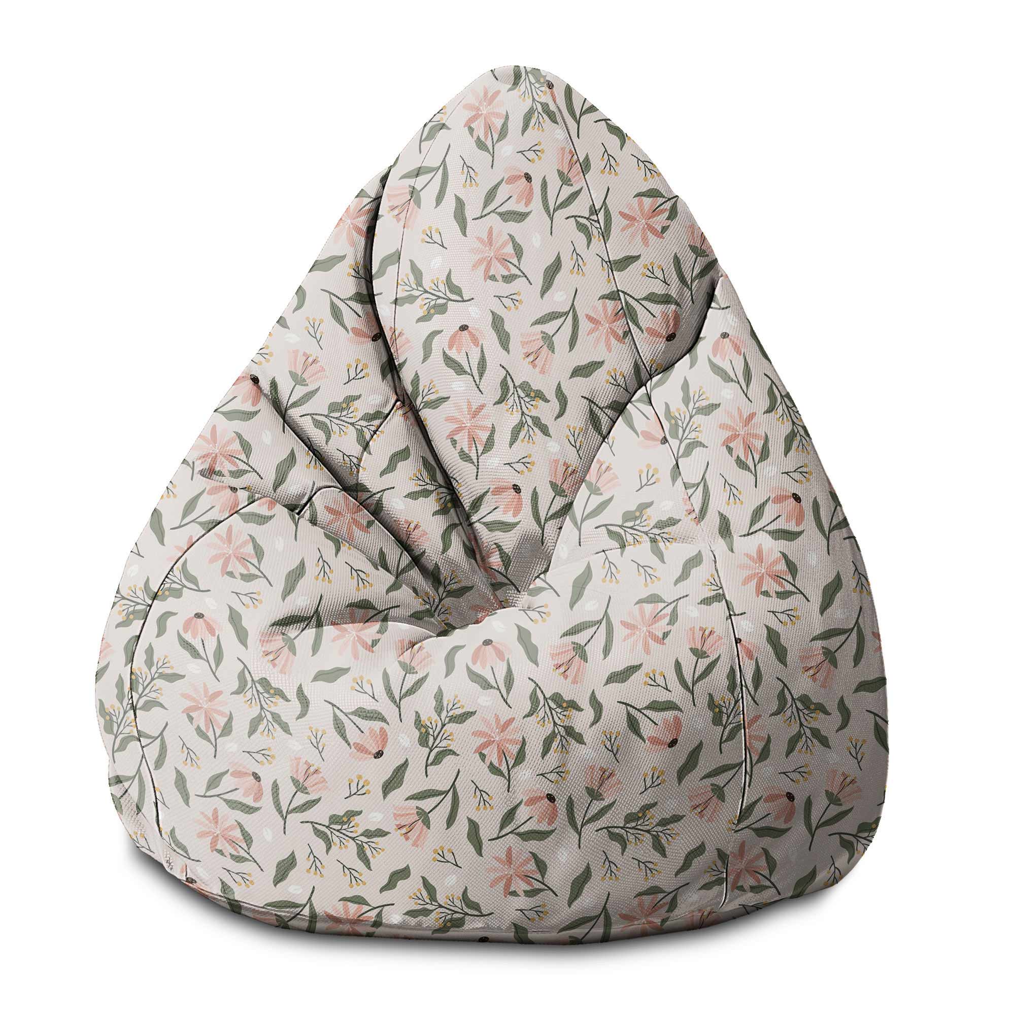 Puf Pearshape Broskyňové tóny kvetov