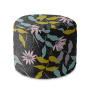 Runder Pouf Fußhocker Abstract Garden Sketch-Velvet