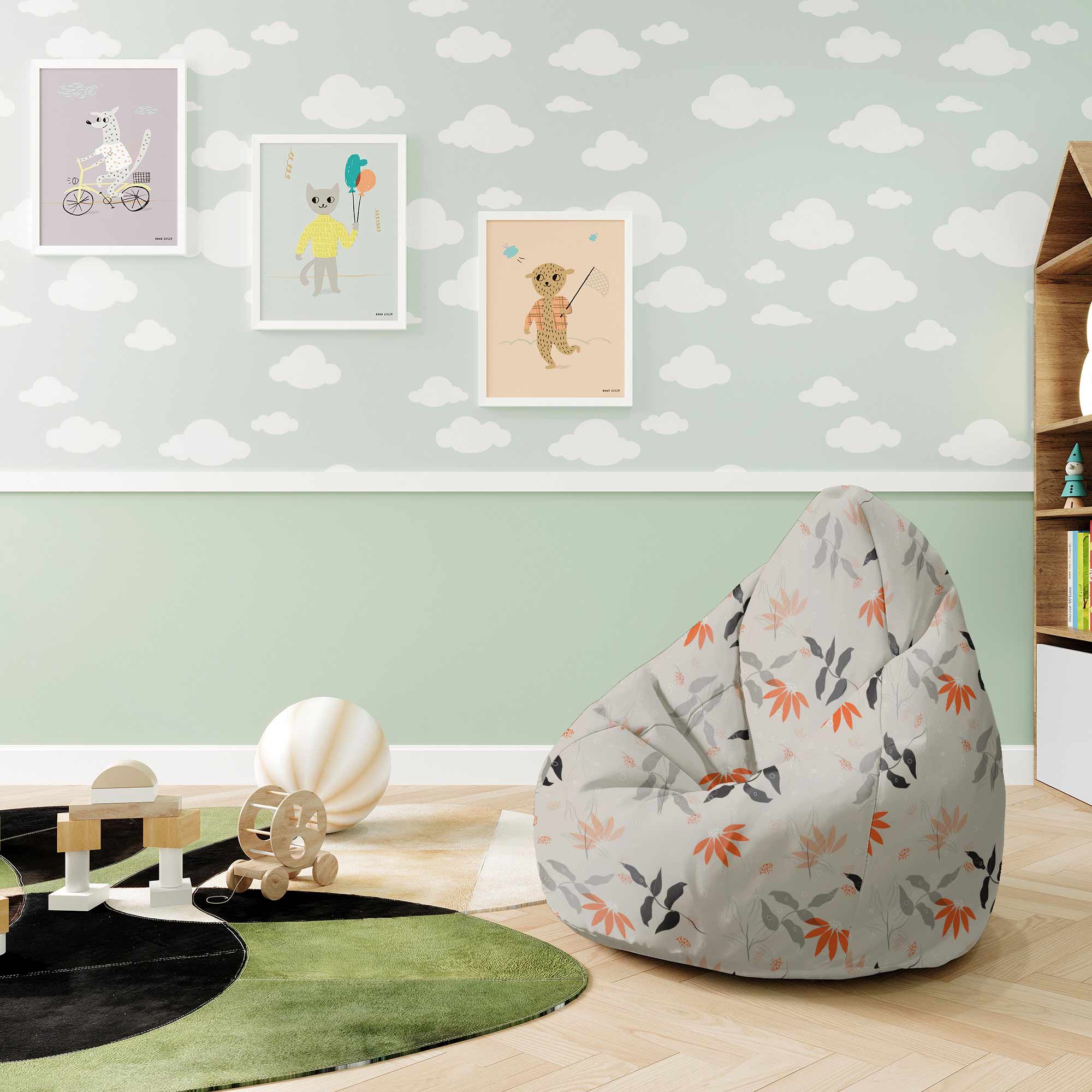 Sitzsack Birnenform Herbstblumen