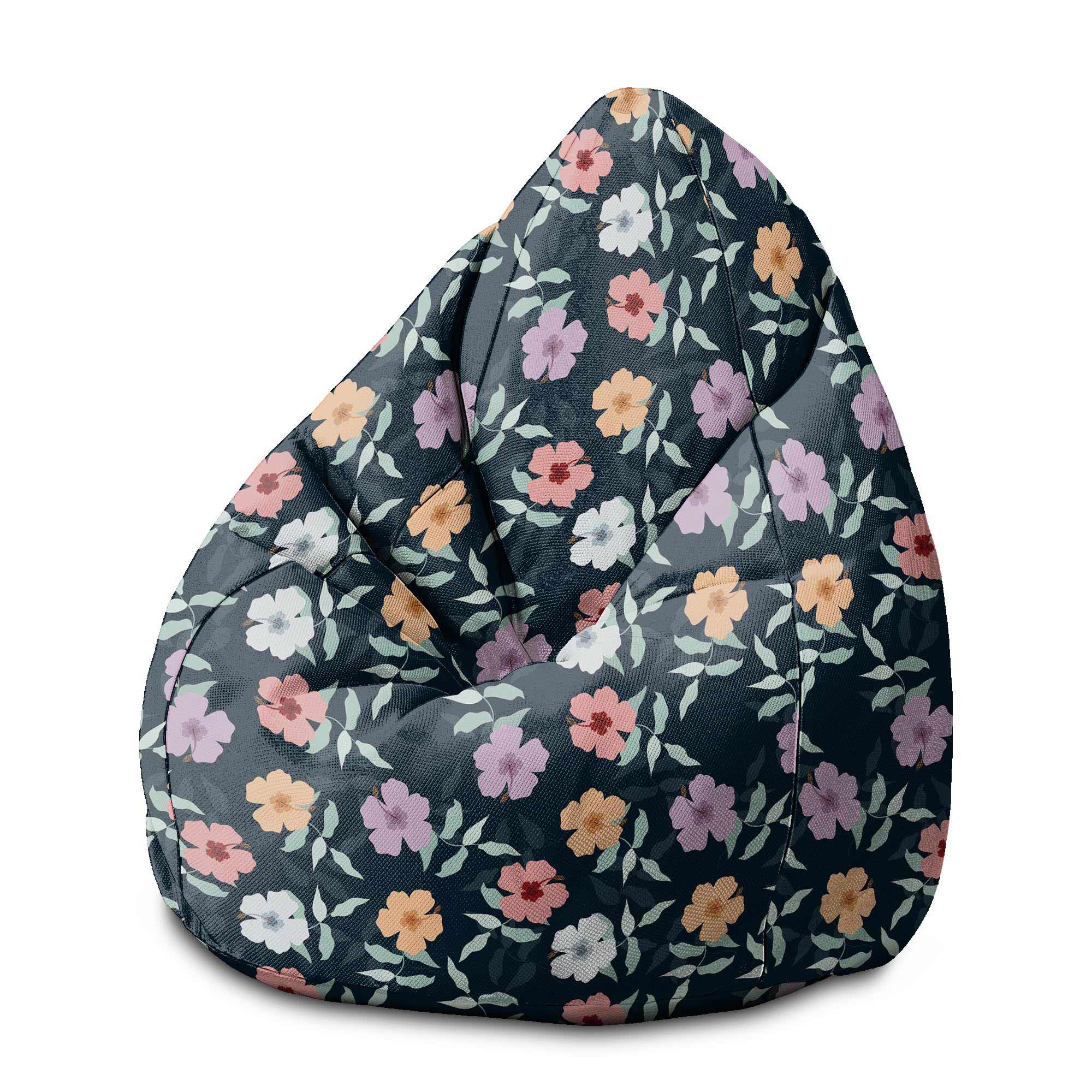 Puf Pearshape Simple Flowers na Navy-M-Oxford
