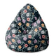 Puf Pearshape Simple Flowers na tmavě modrém sametu S
