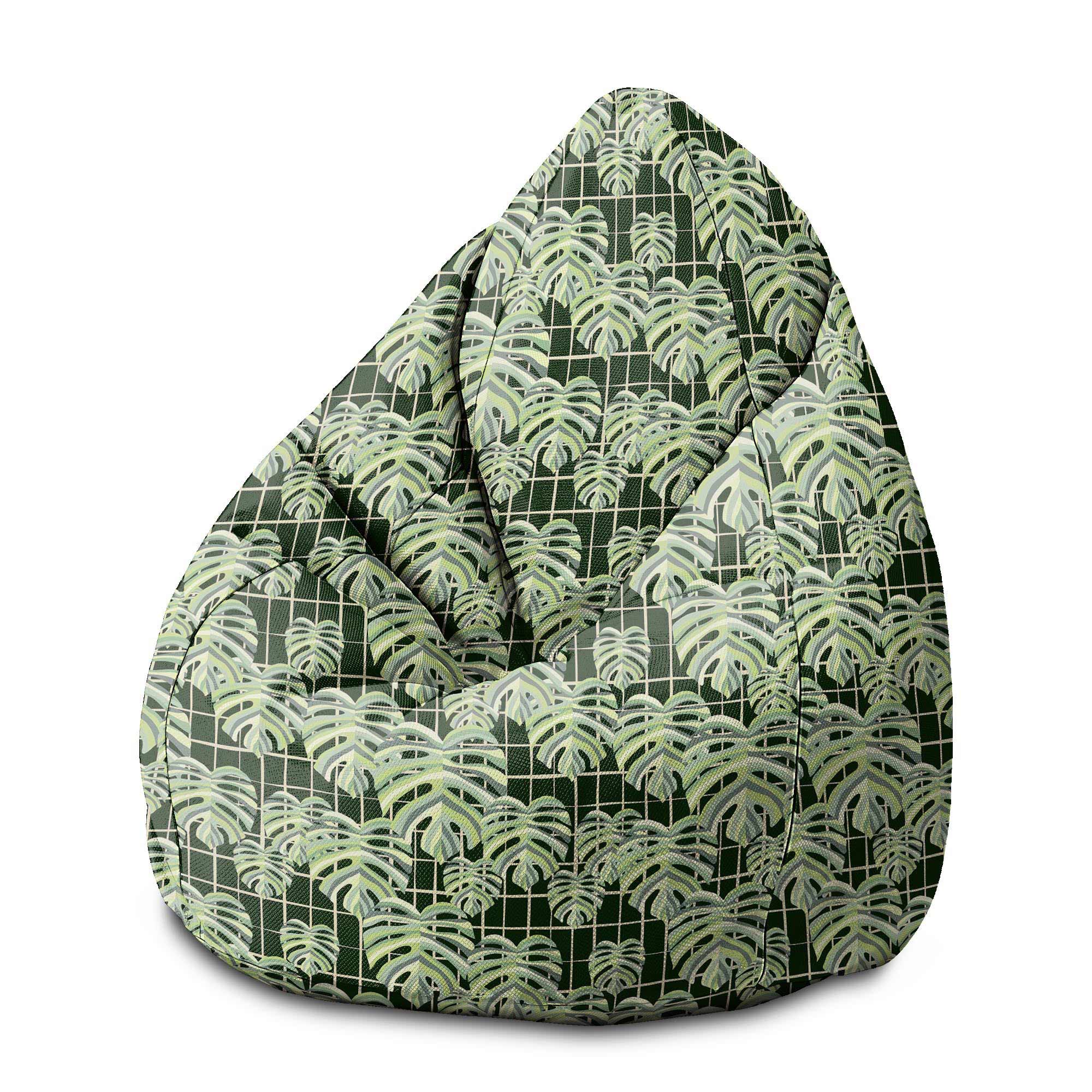 Puf Birnenform Monstera Blätter Gitter