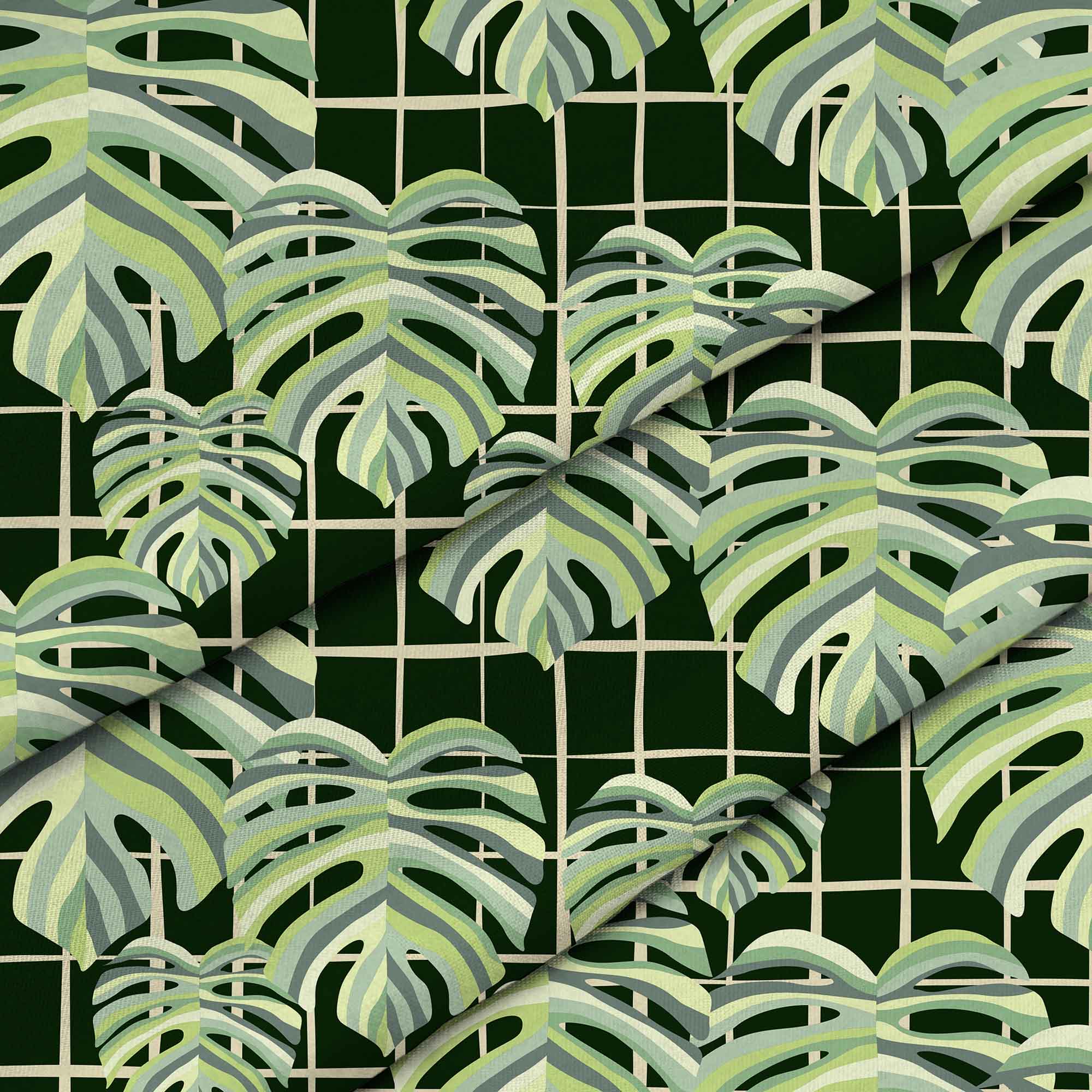 Monstera-Blätter Raster-Tischdeckenstoff