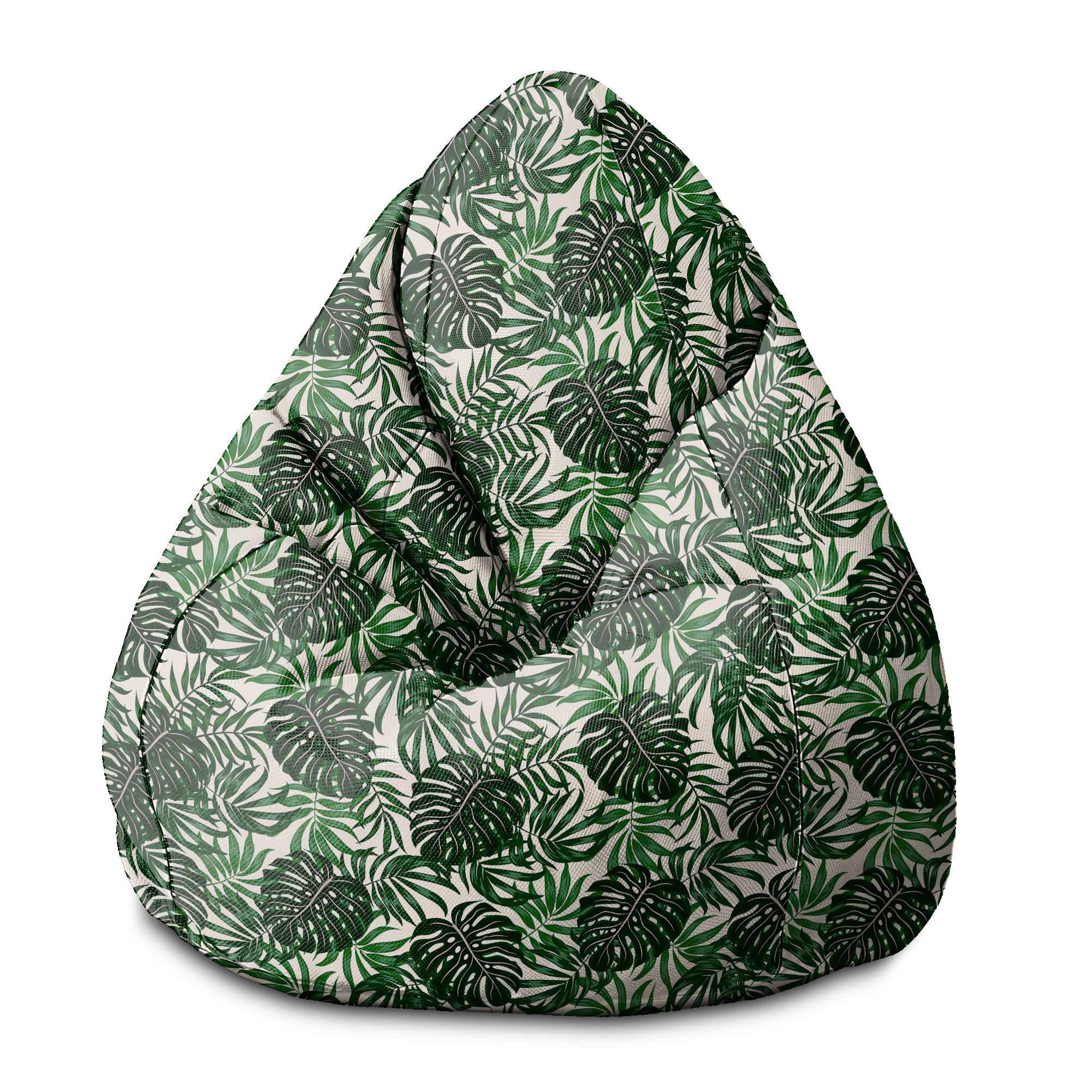 Sitzsack Birnenform Tropisches Blättermuster-M-Samt
