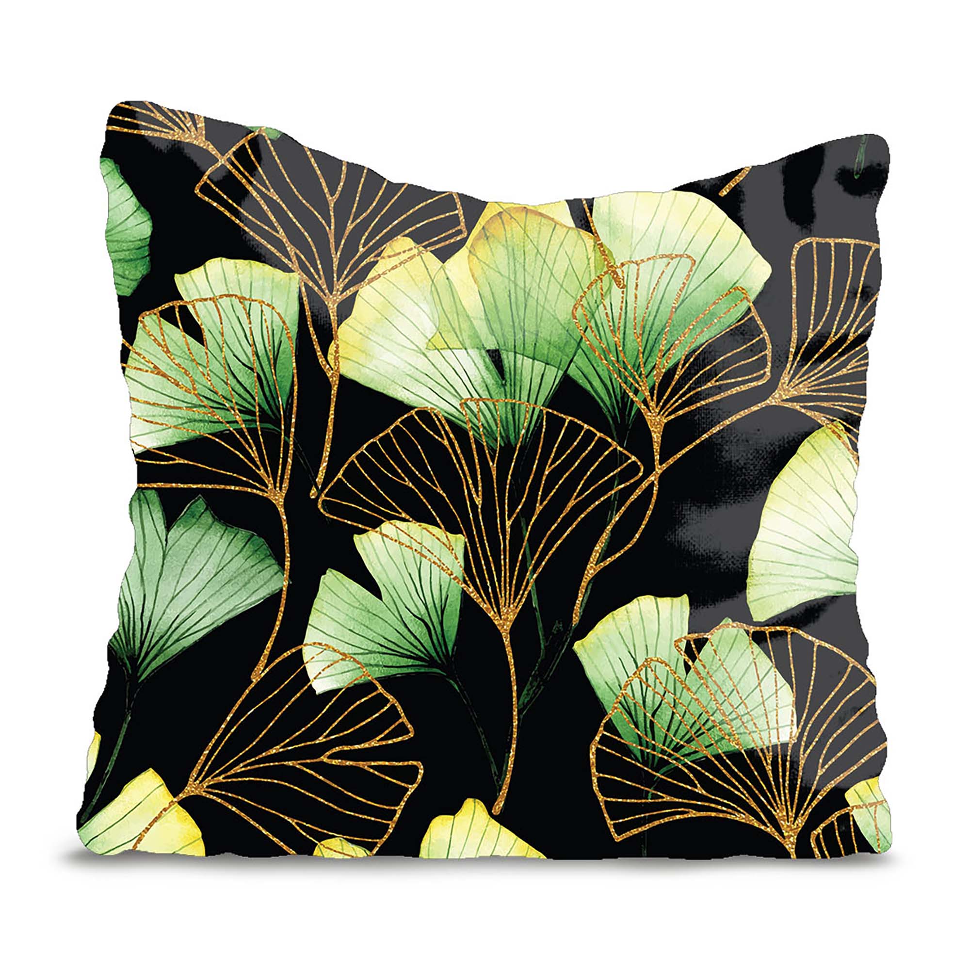 Green Ginkgo Leaf Pillow-Velvet