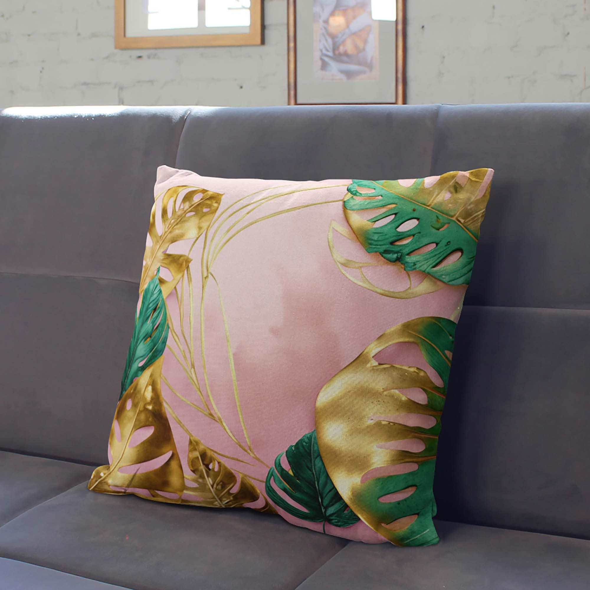 Polštář Gold Monstera-Oxford