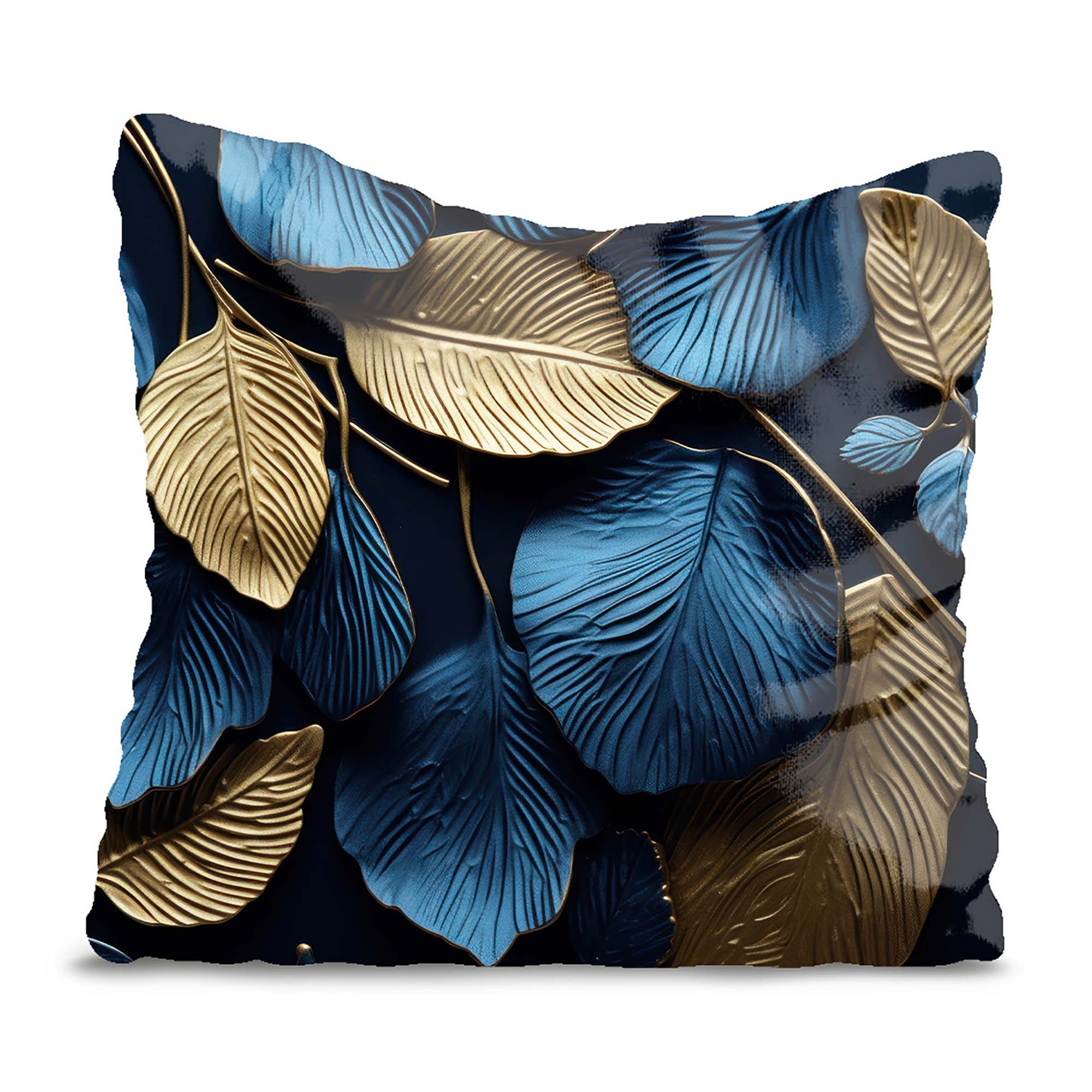 Kissen Gold and Blue Leaves-Oxford