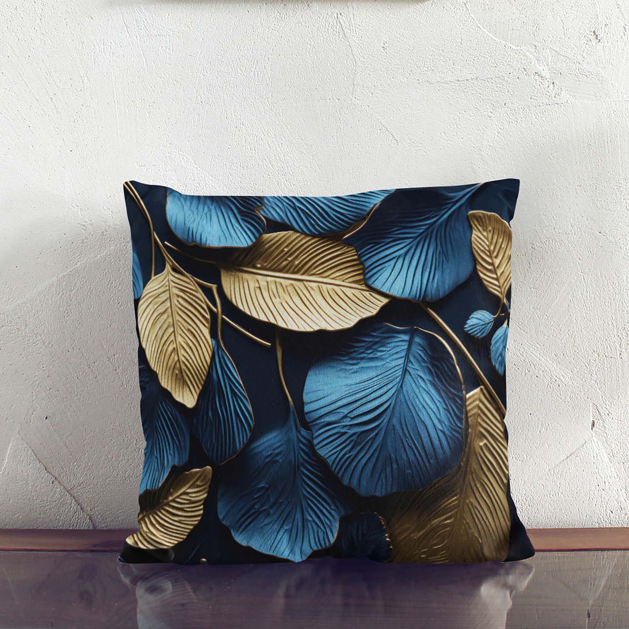Kissen Gold and Blue Leaves