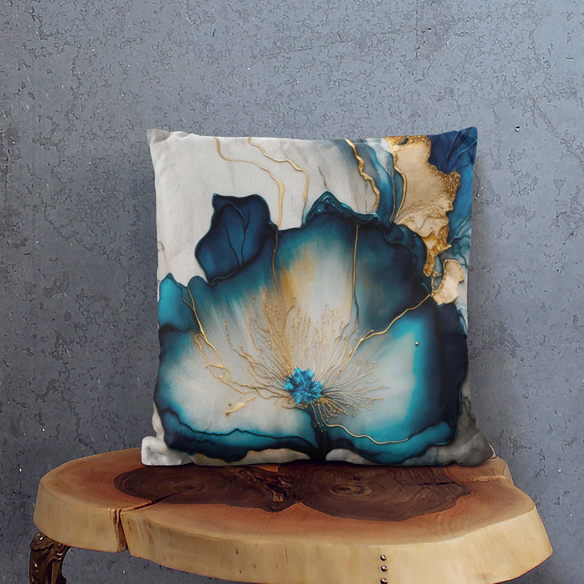 Kissen Gold Ink Flower