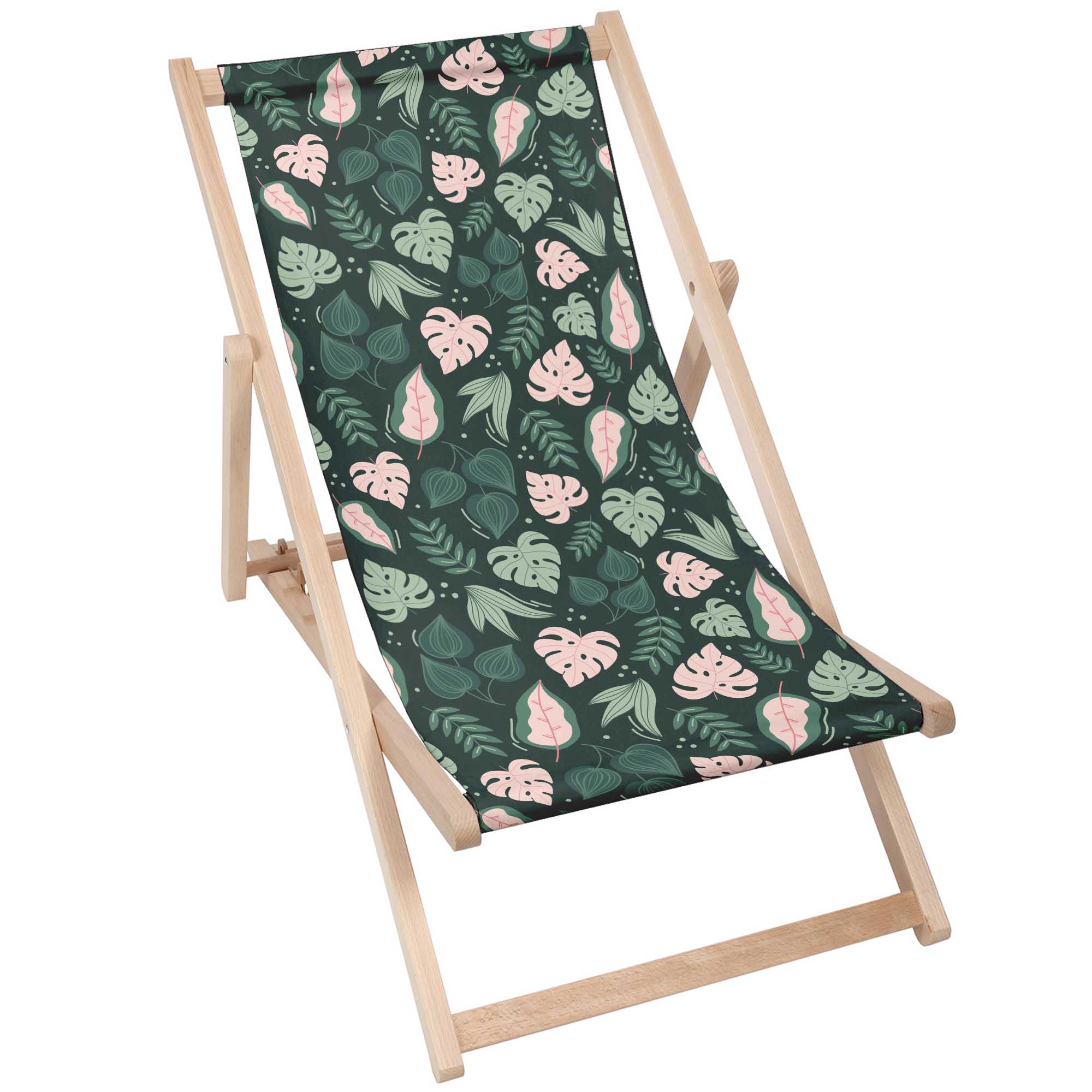 Holzliegestuhl Great Monstera-M