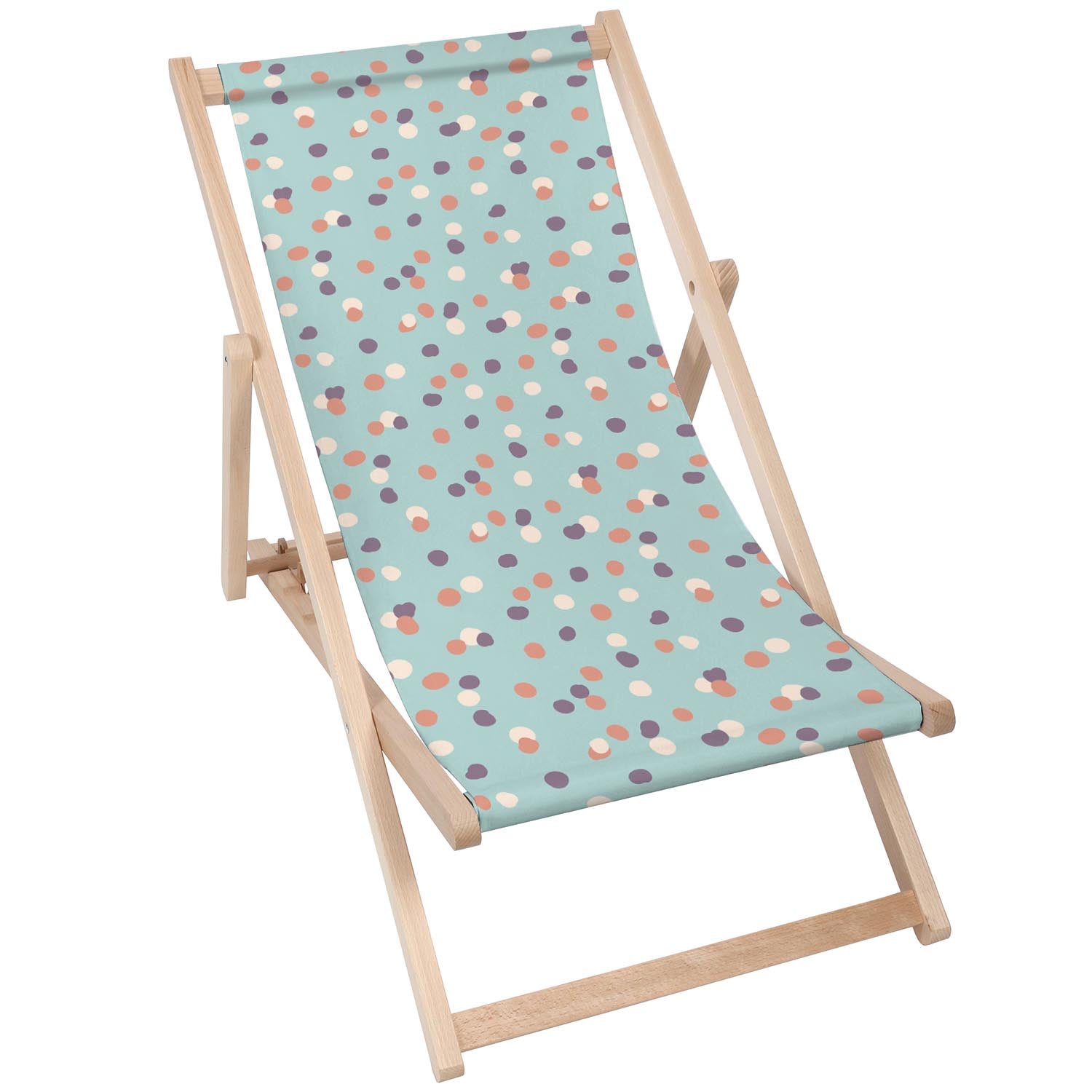 Wooden deck chair Pastel Blue Dots