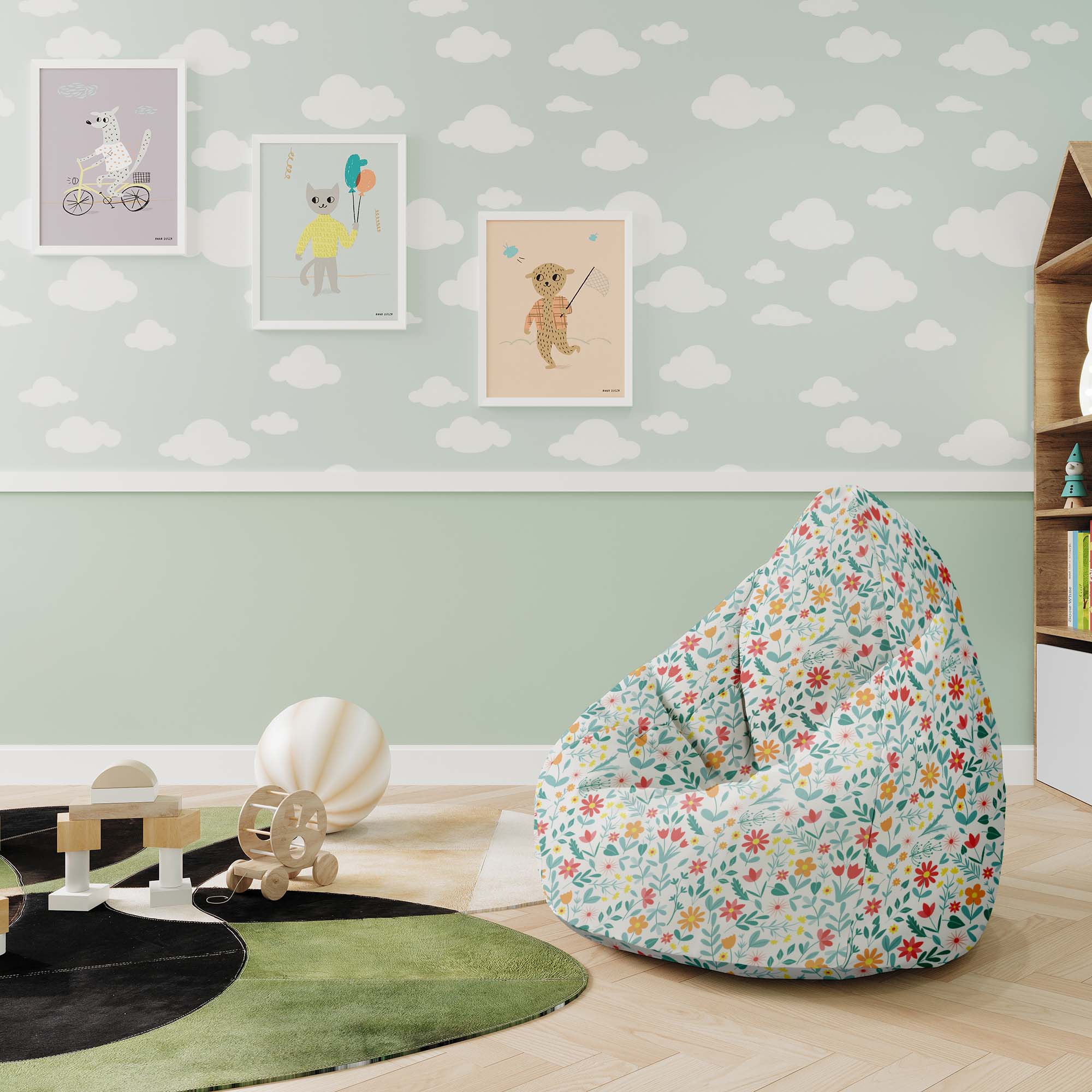 Puf Pearshape Floral Adventure-M-Oxford