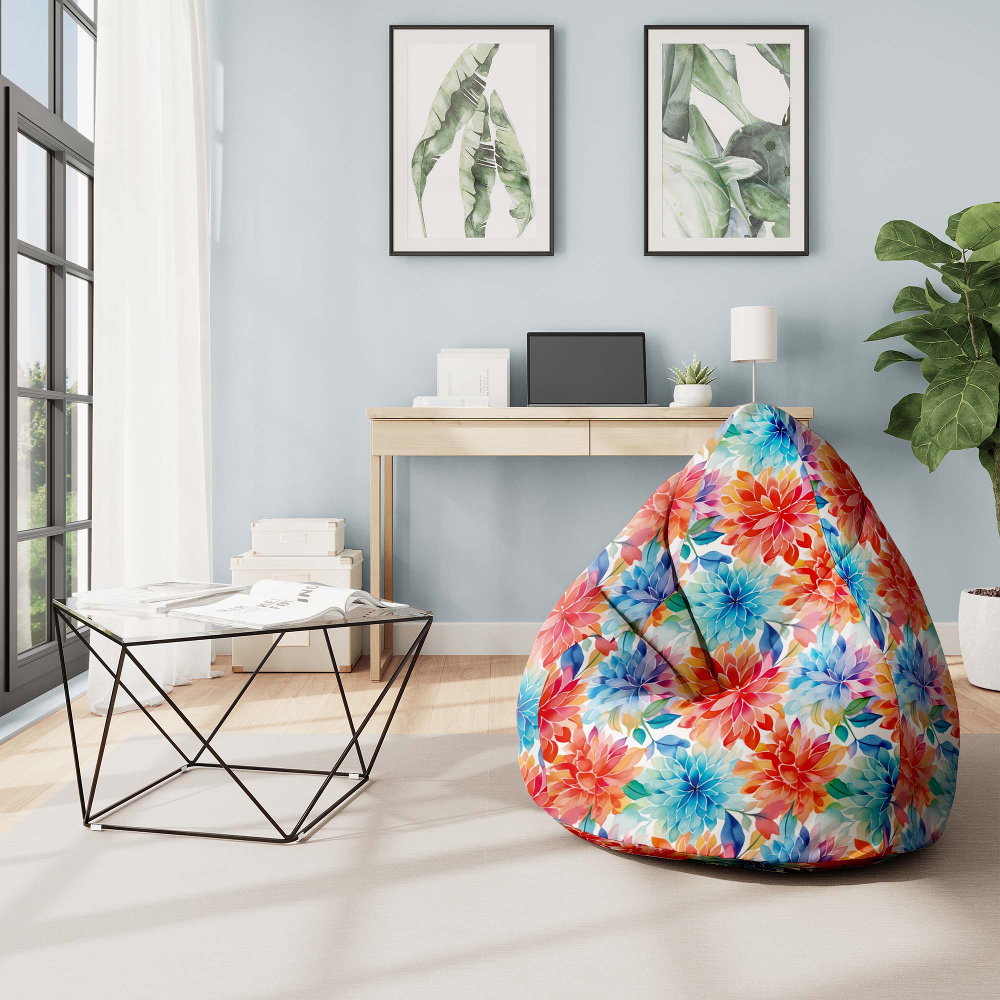 Puf Pearshape Floral Background-S-Oxford
