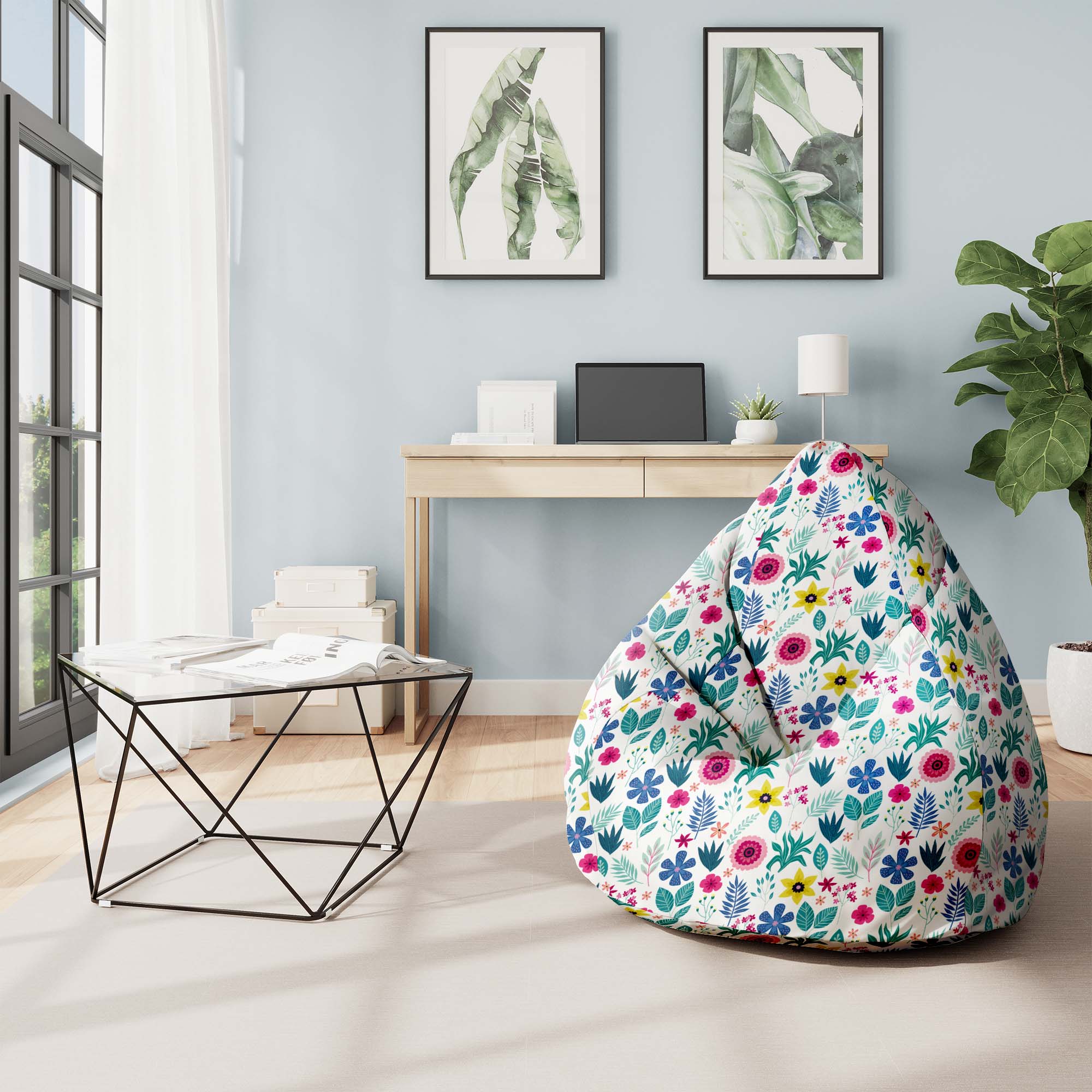 Puf Birnenform Blumige Eleganz