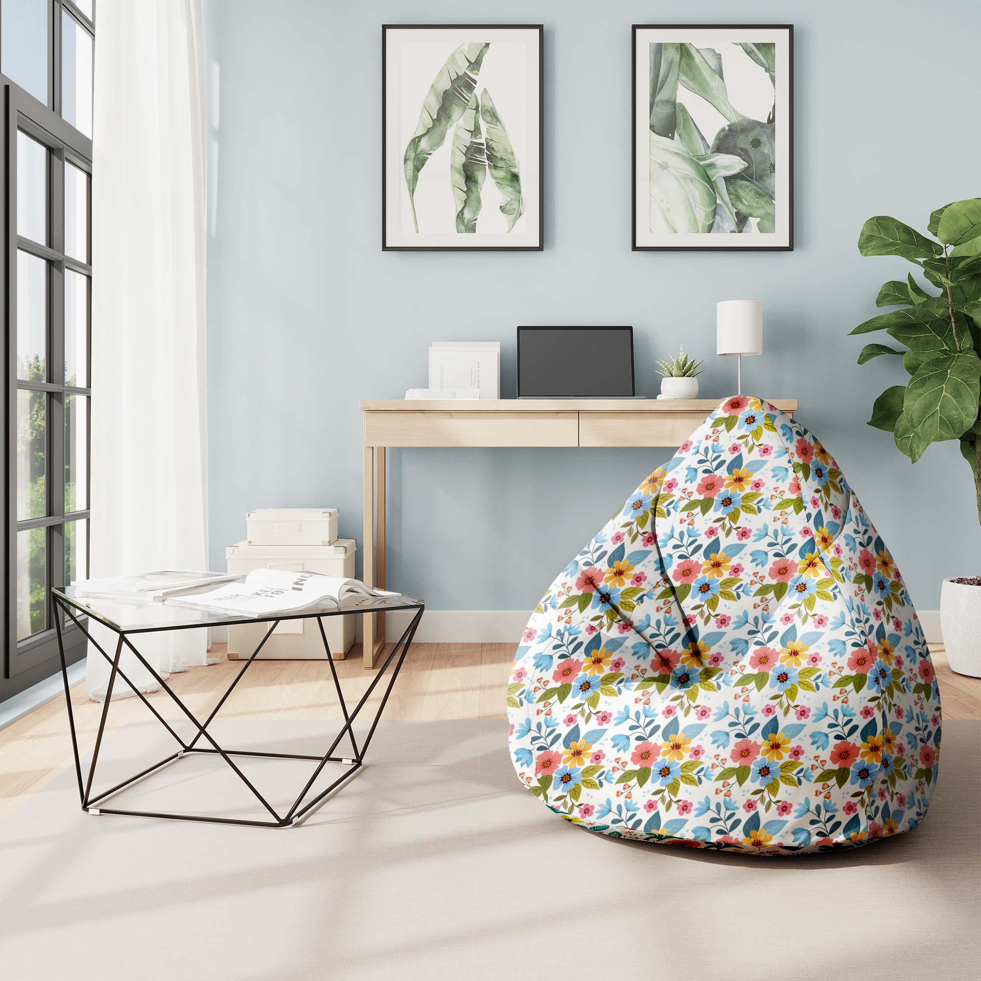 Puf Birnenform Blumige Fantasie-M-Samt