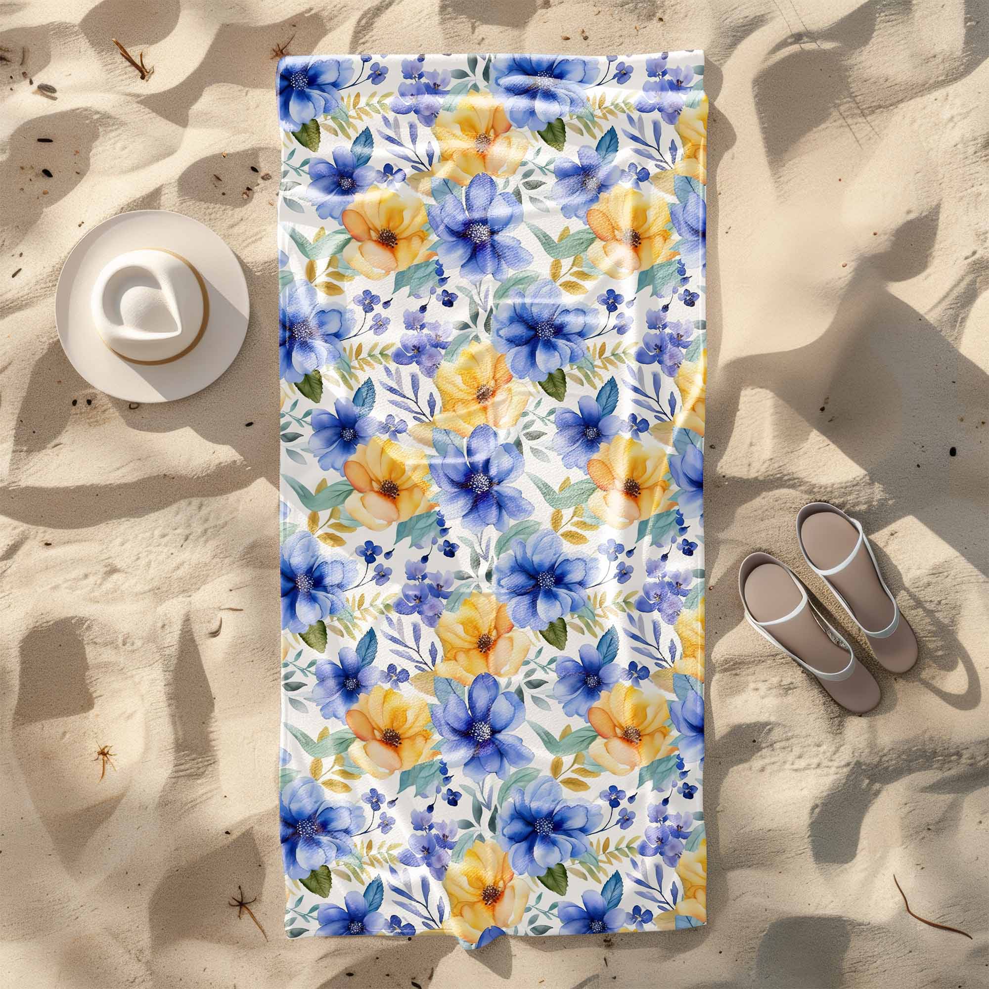 Handtuch Gelb-blaue Blumen