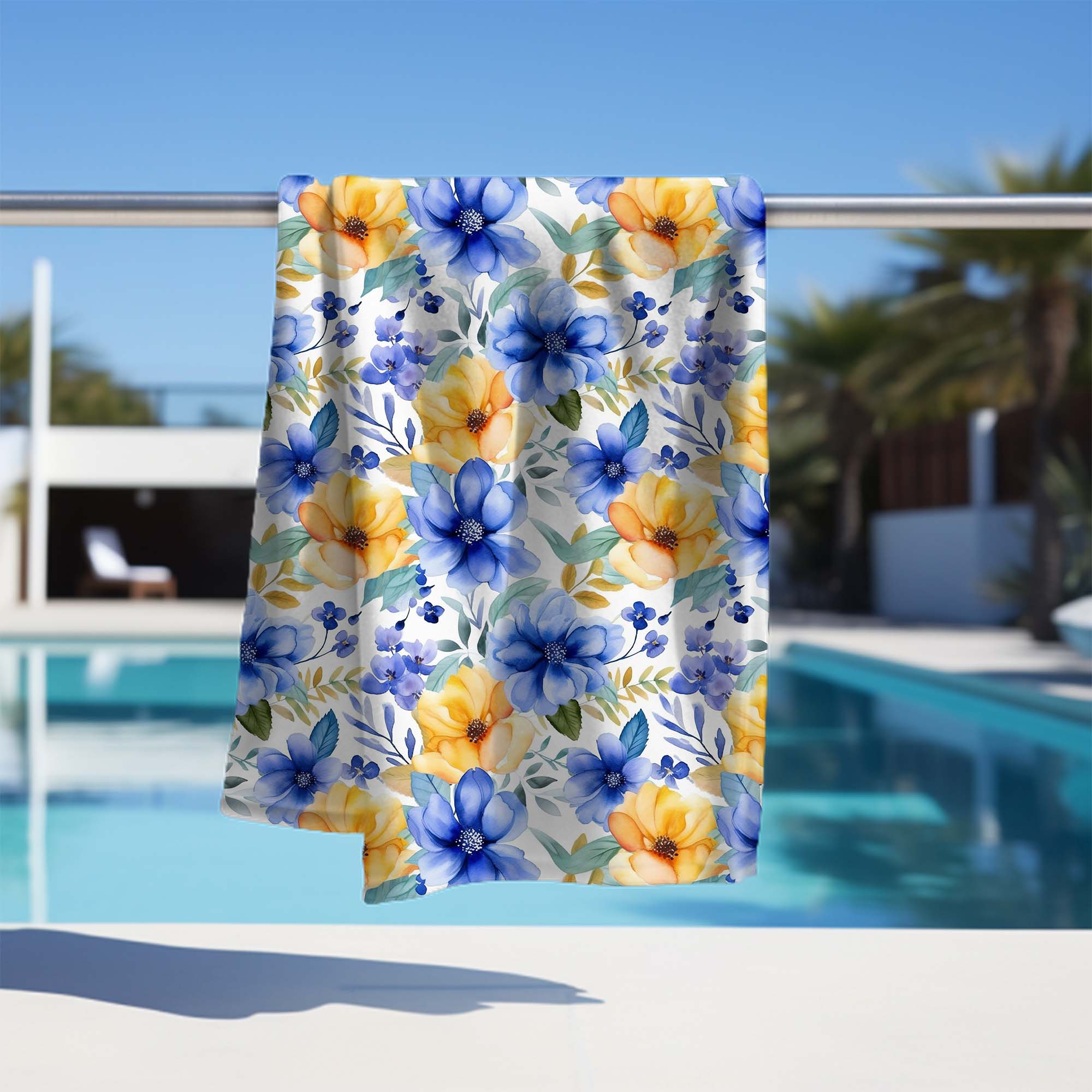 Handtuch Gelb-blaue Blumen