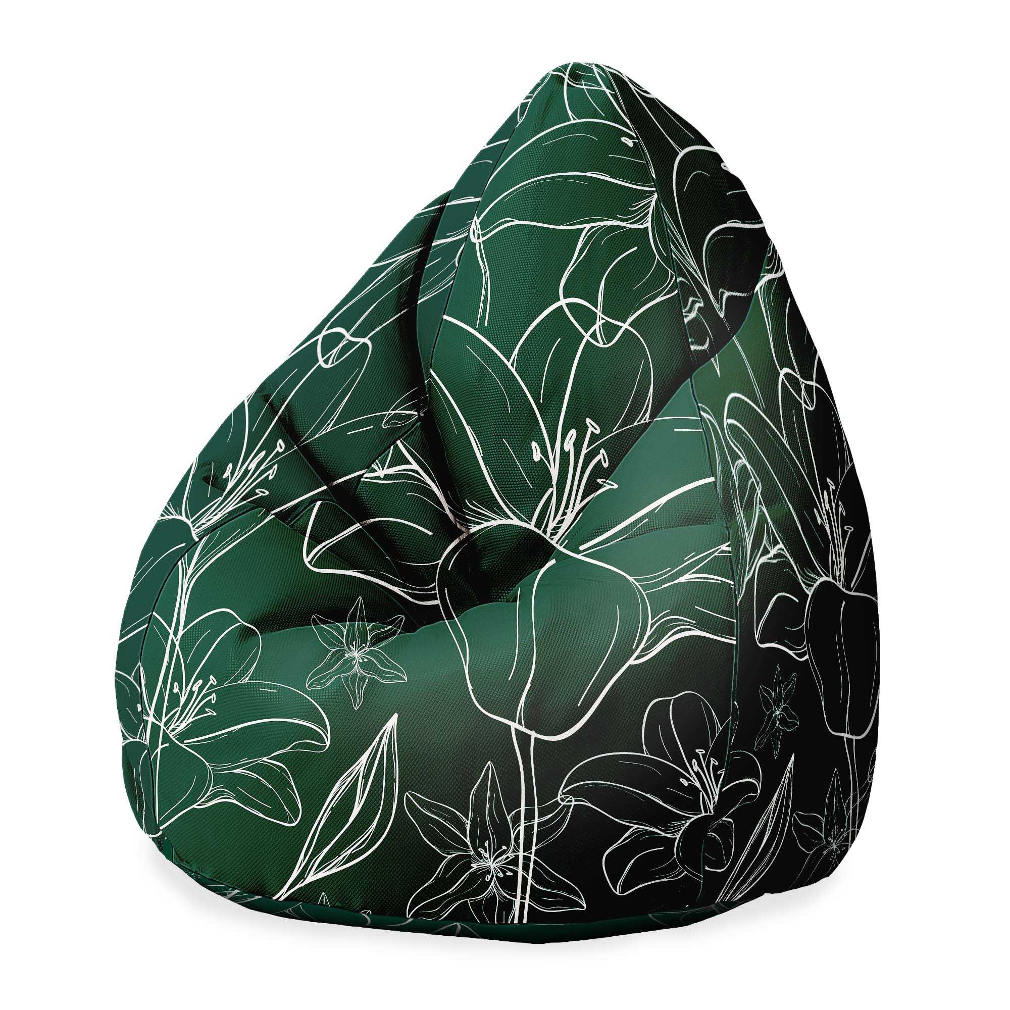 Pearshape Pouf Green Flowers-Oxford