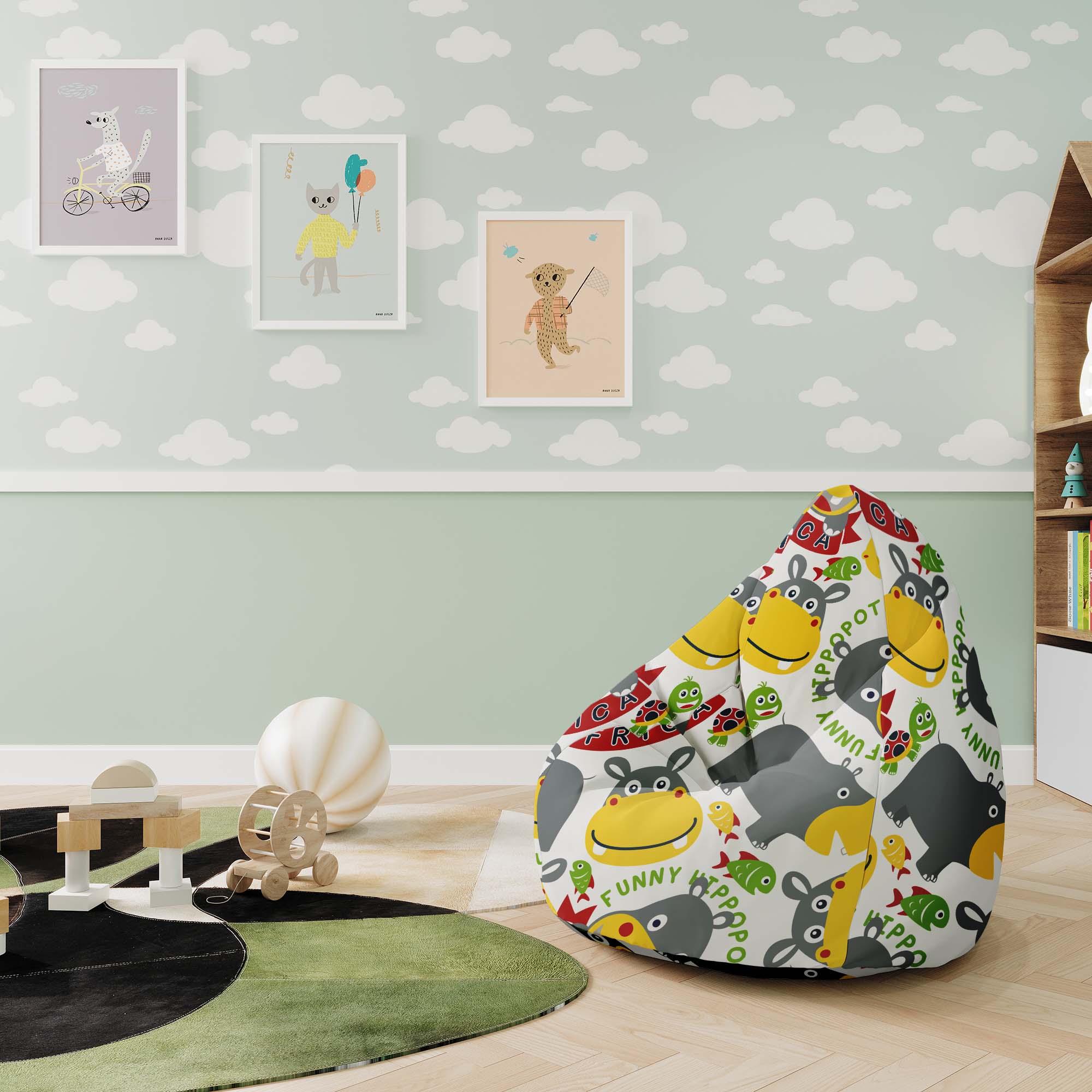 Pearshape Pouf Happy Hippotamus-S
