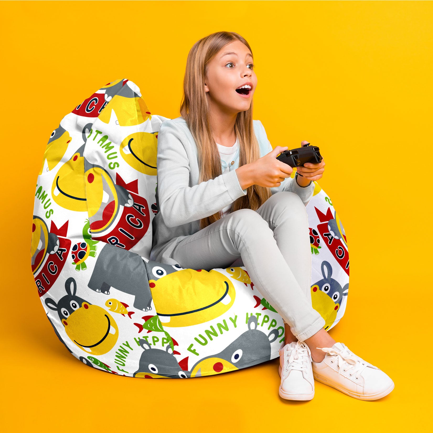 Pearshape Pouf Happy Hippotamus-S
