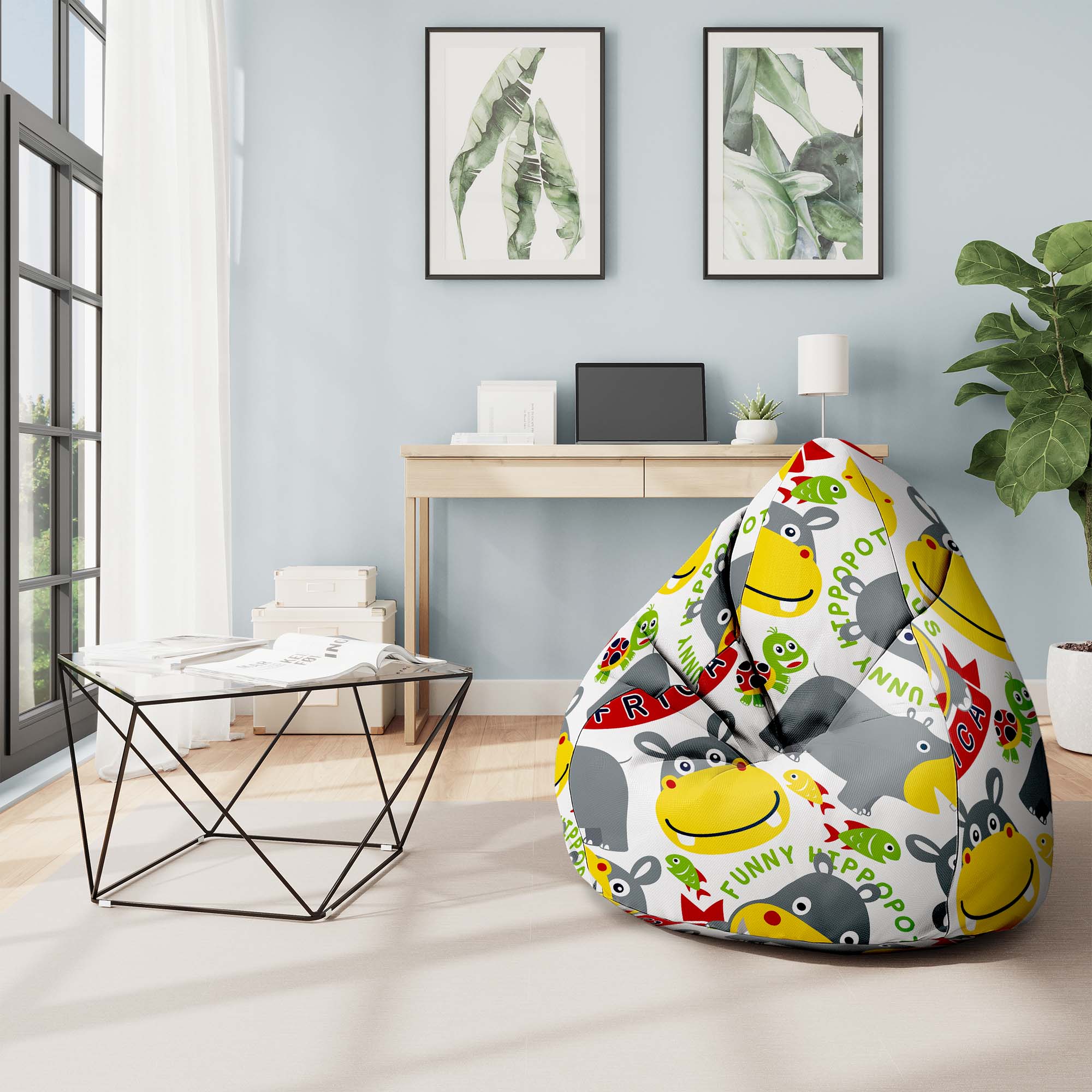 Pearshape Pouf Happy Hippotamus-S