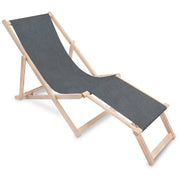 Holzliegestuhl mit Fußstütze Jeans-Imitat Iron Slate