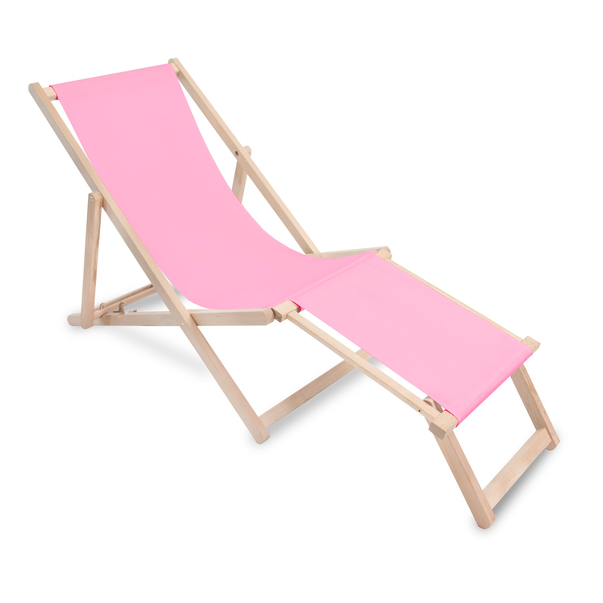 Holzliegestuhl mit Fußstütze Pink