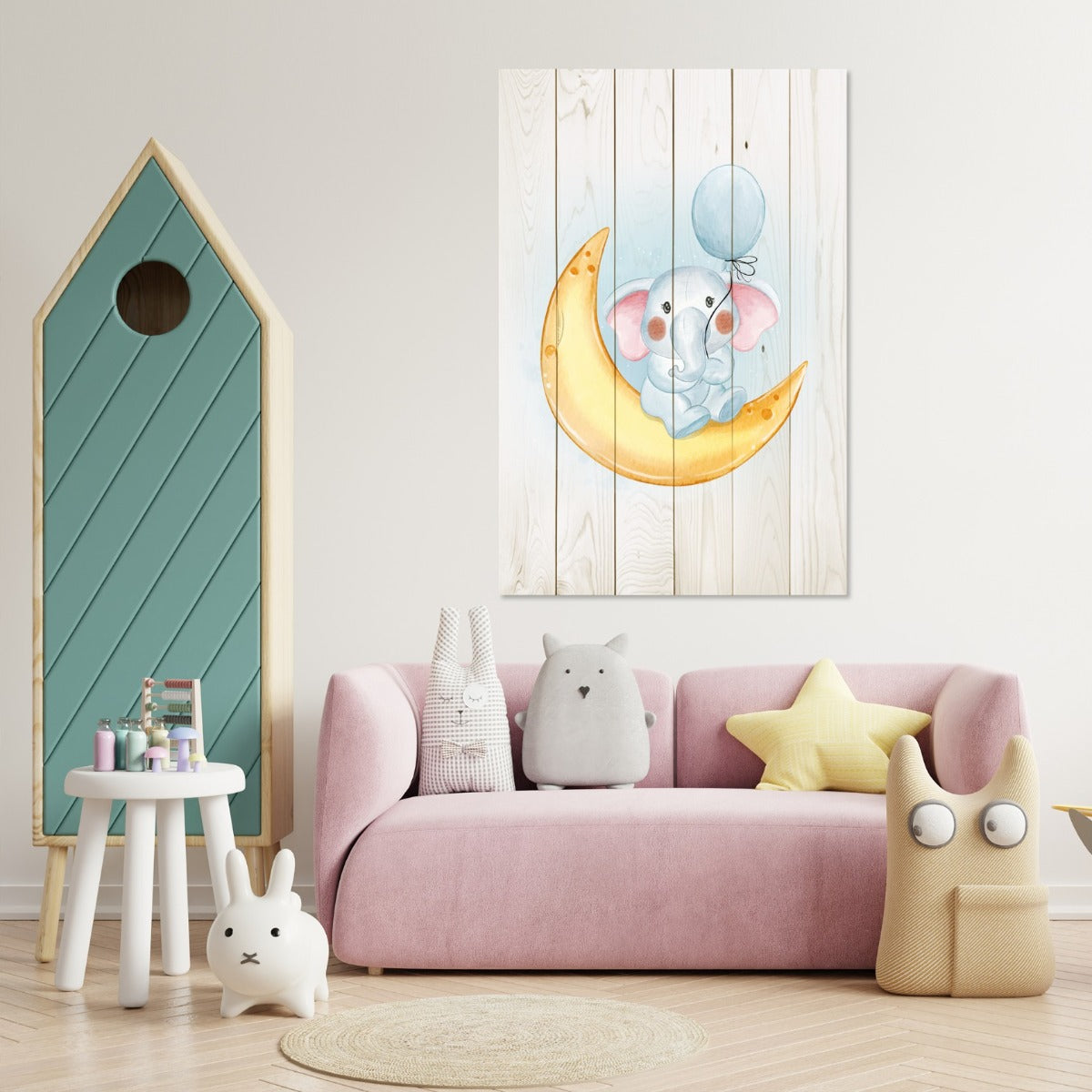 Bild Wood Kleiner Elefant mit Ballon-30x40 cm