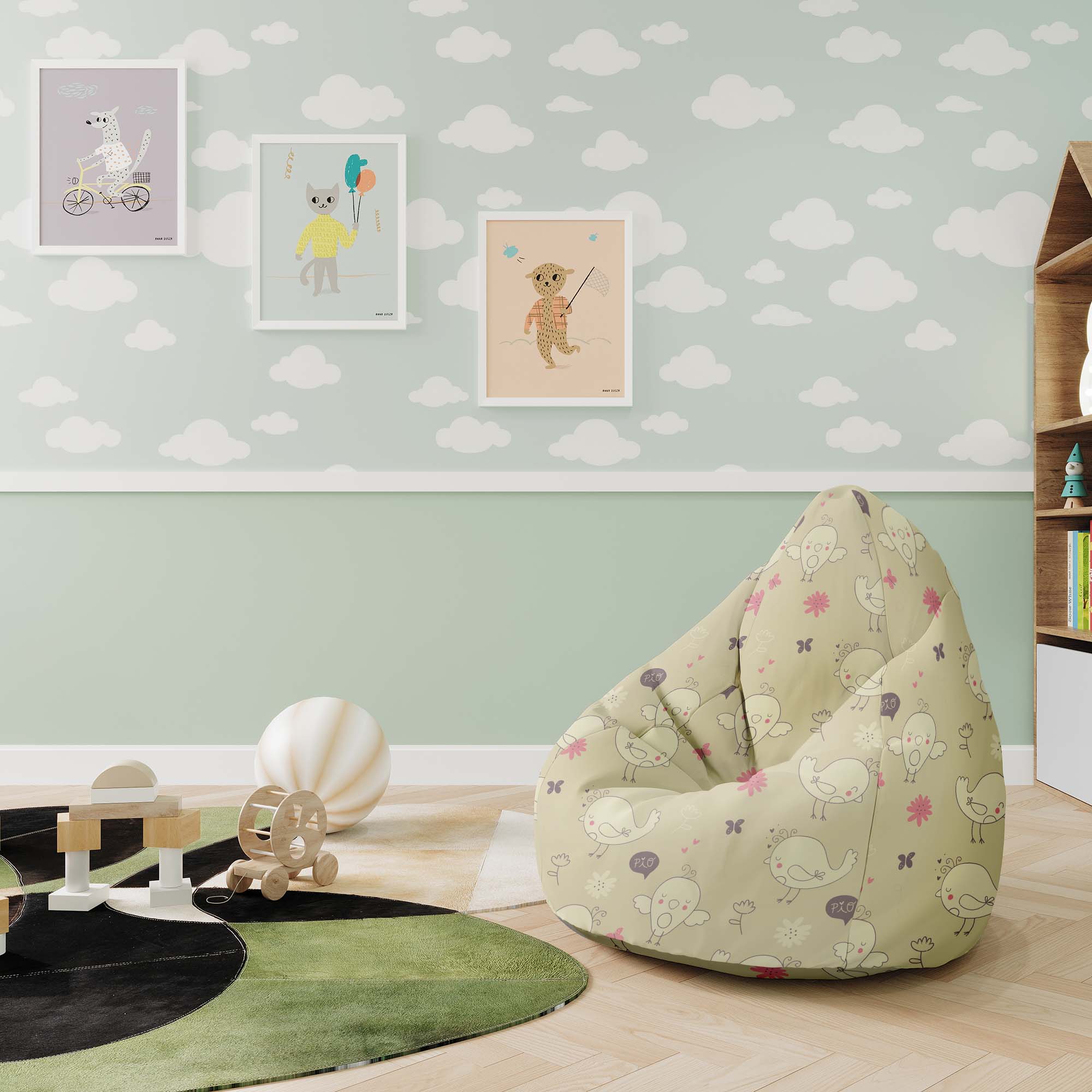 Sitzsack Pearshape Kleine Vögel-M