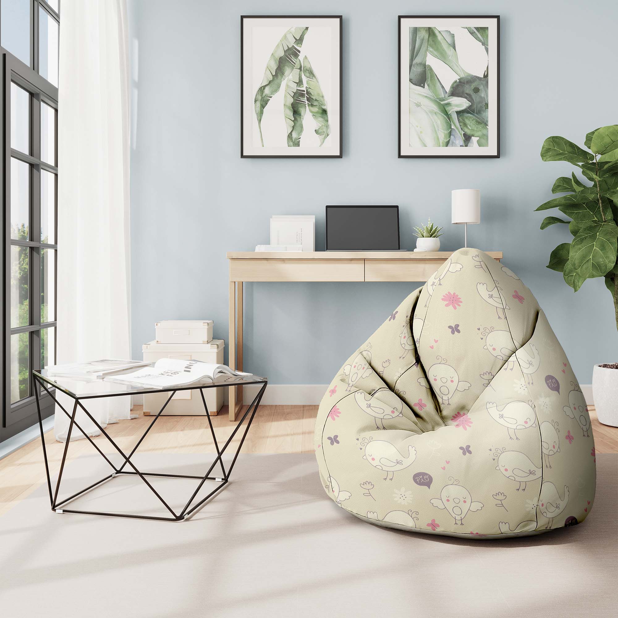 Sitzsack Pearshape Kleine Vögel-M